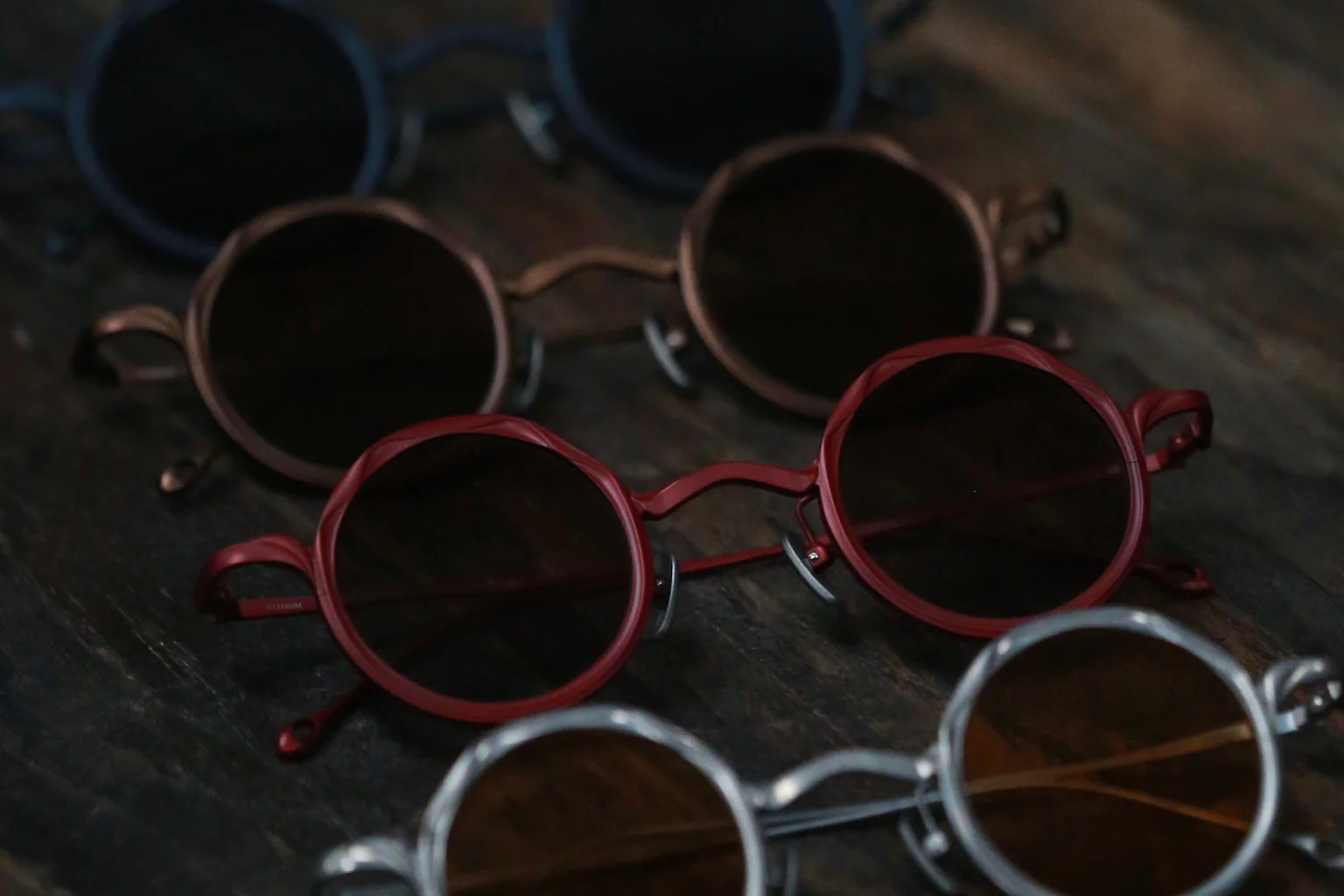Rigards RG1100TI series pure titanium + beta titanium handmade glasses red frame bronze blue lens - Image 6