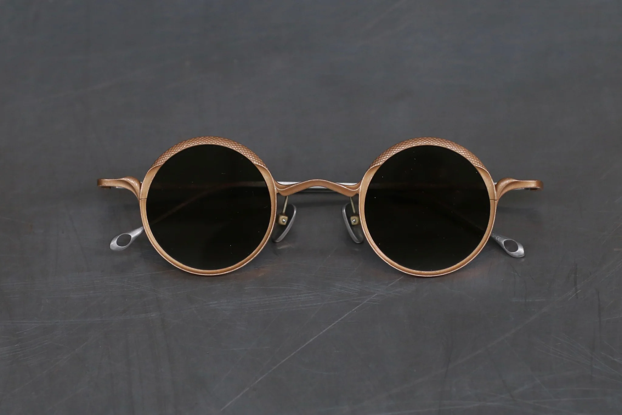 Rigards RG1199CU series beta titanium pure copper round glasses RG-RG1199CU-HTKLP red copper frame green lens