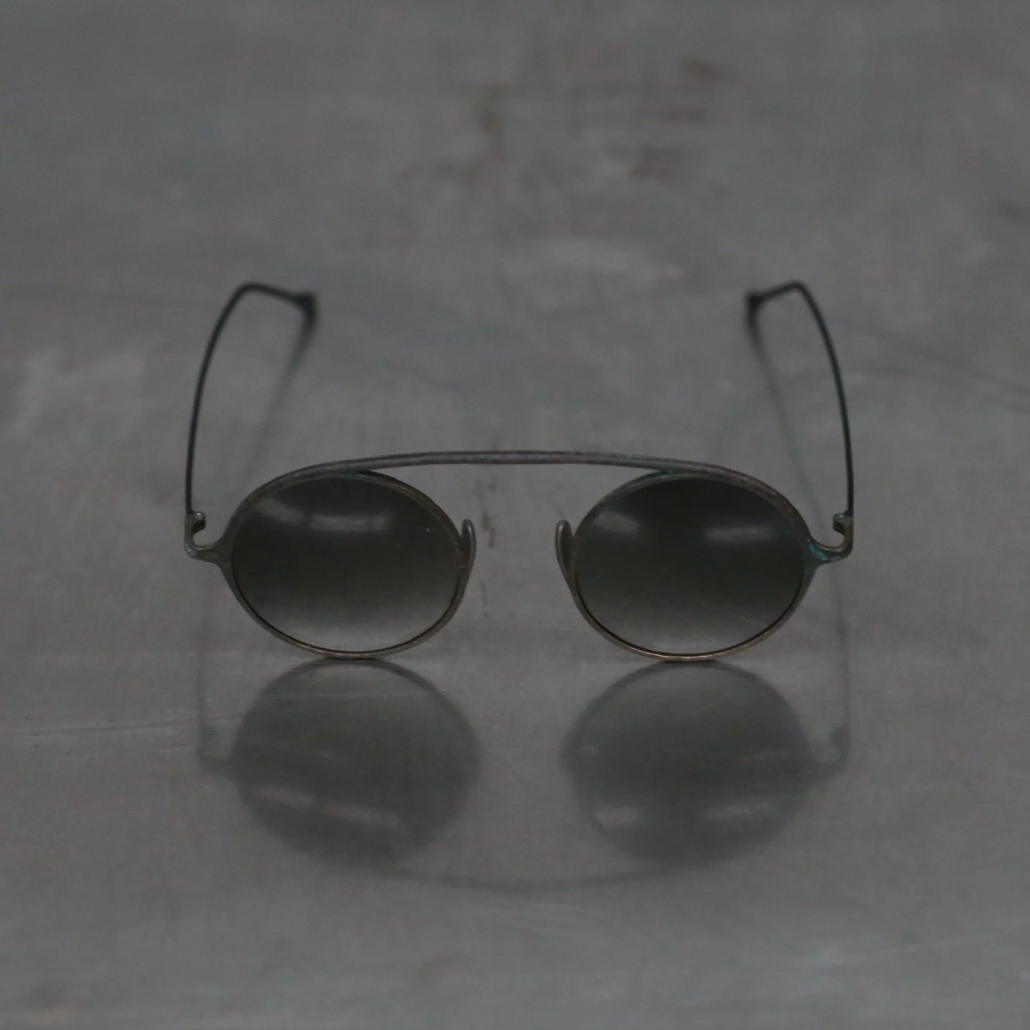 Rigards RG1936CU round-frame sunglasses, handmade, RG-RG1936CU-YSSKJBL, jade-colored frame, gradient green lenses - Image 2