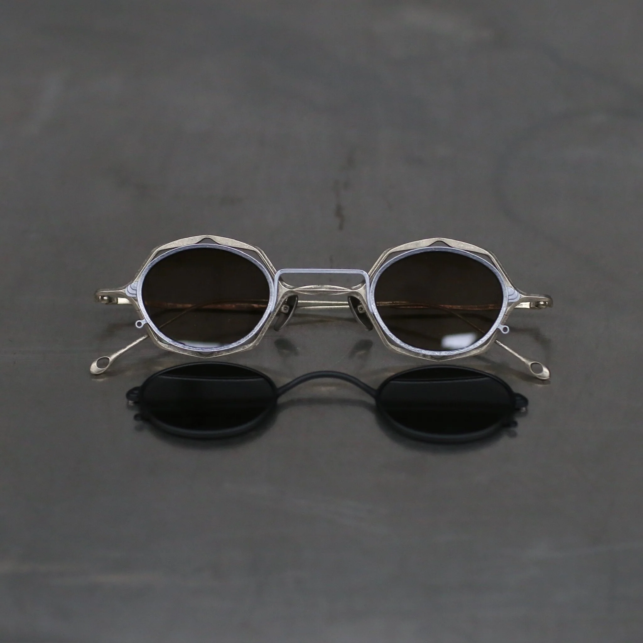 RIGARDS RG1948ZC BOX SET Series High-Quality Handcrafted Titanium Clip-on Sunglasses RG-RG1948ZC BOX SET-ZJGYTMQTJB (DIRTY GOLD + ANTIQUE SILVER CLEAR + BRONZE GR LENS)