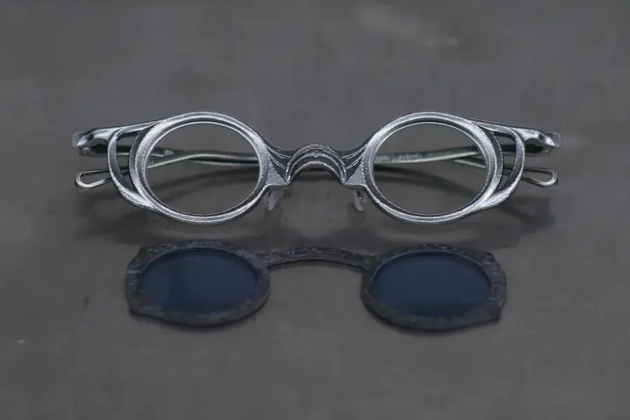 Rigards free disassembly handmade sunglasses RG2049AL silver black frame transparent blue lens - Image 2