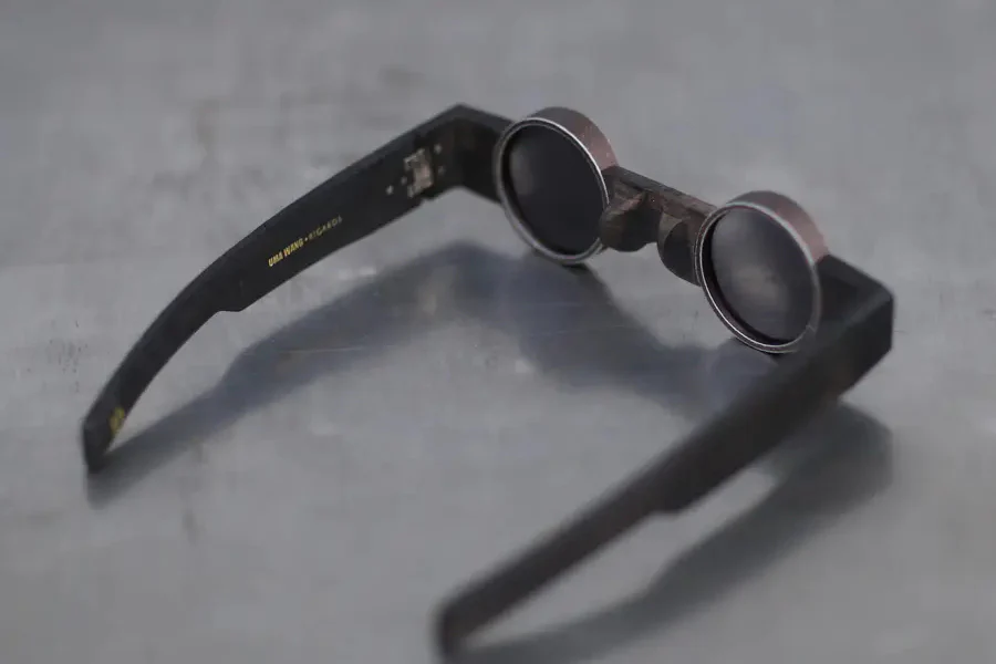 Rigards X UMA WANG Joint Work Wood Frame Glasses RG00UW2 Series Collection RG-RG00UW2-HMQTH Black Wood × Bronze Dark Gray - Image 4