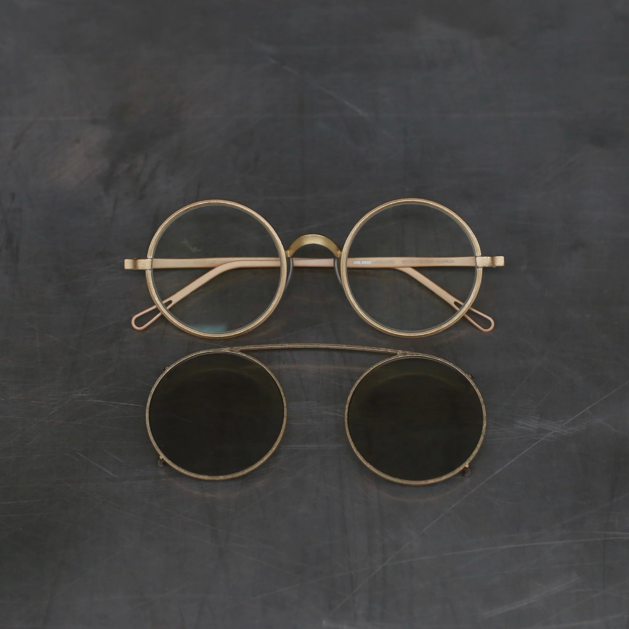 RIGARDS*UMA WANG Joint Magnetic Round Frame Sunglasses RG00UW50 Series RG-RG00UW50-JFGJTMQ Gold Frame + Retro Gold Frame Transparent Lens + Light-Colored Lens