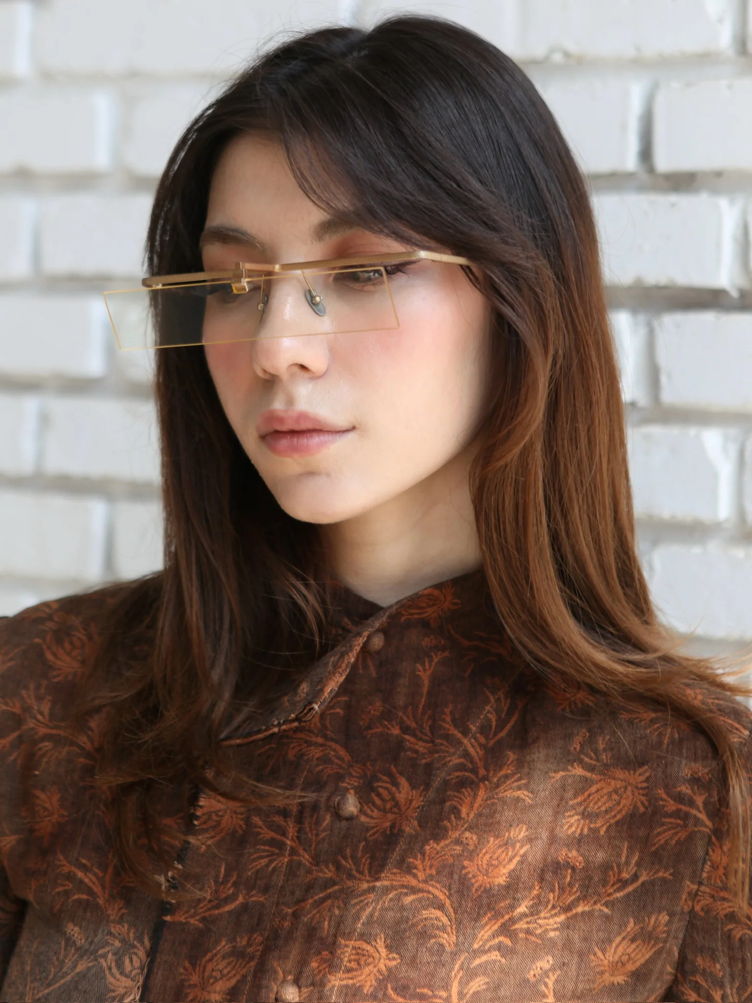 Rigards*UMA WANG RG00UW21 Series Rectangular Glasses RG-RG00UW21-GJTM Antique Gold Frame Transparent - Image 7