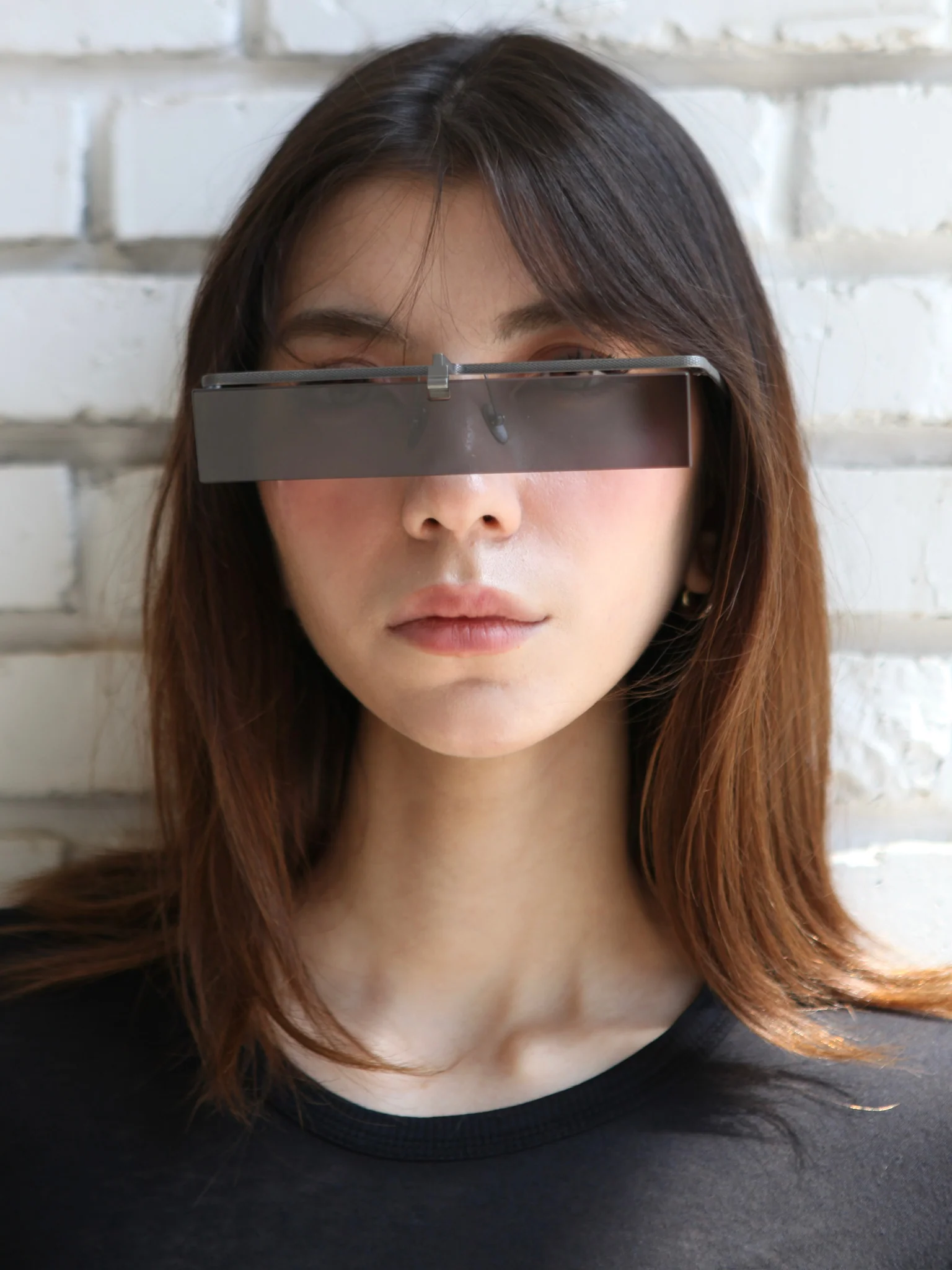 Rigards*UMA WANG RG00UW21 Series Rectangular Glasses RG-RG00UW21-GYSH Antique Silver Frame Dark Gray Lenses - Image 5