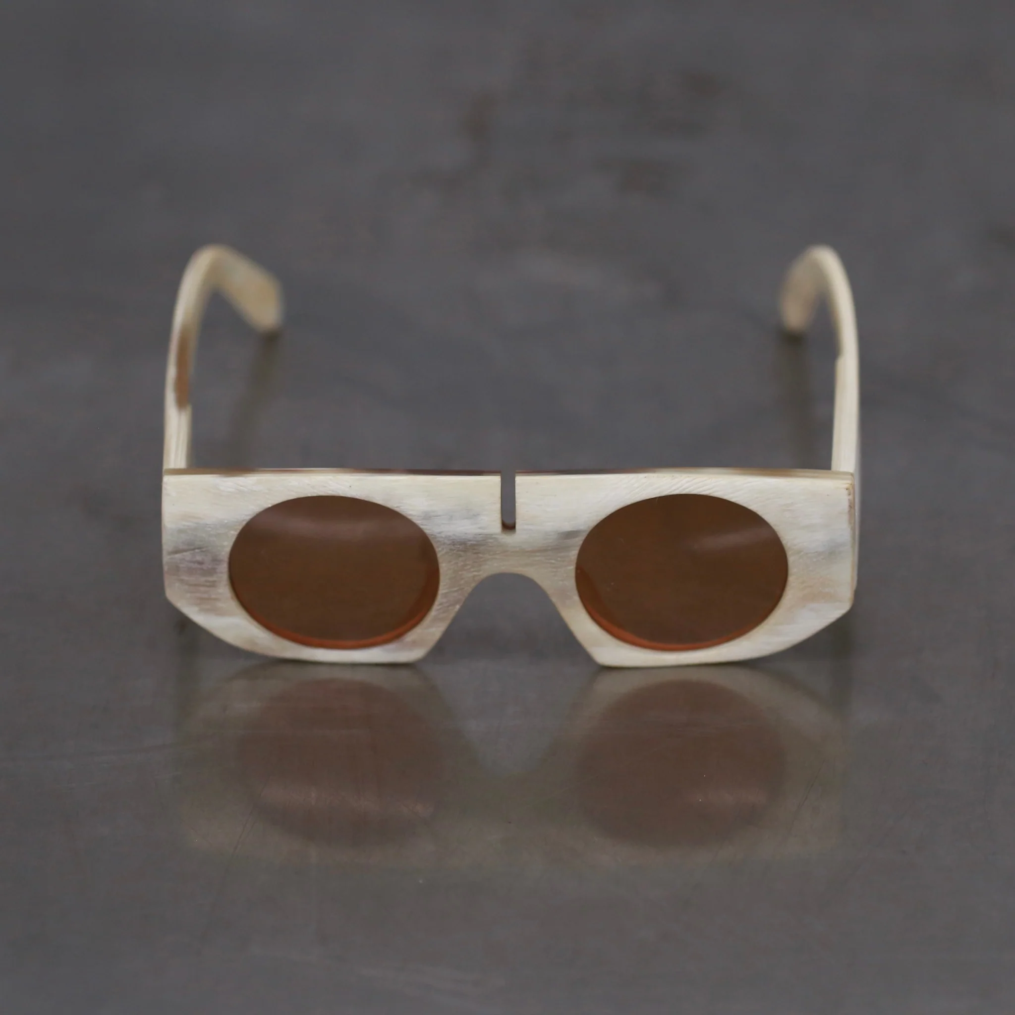 Rigards X INAISCE joint buffalo horn wire cutting high degree of handmade glasses RG00INA RG-RG00INA-DLSKGYP marble color frame salmon color lens - Image 2