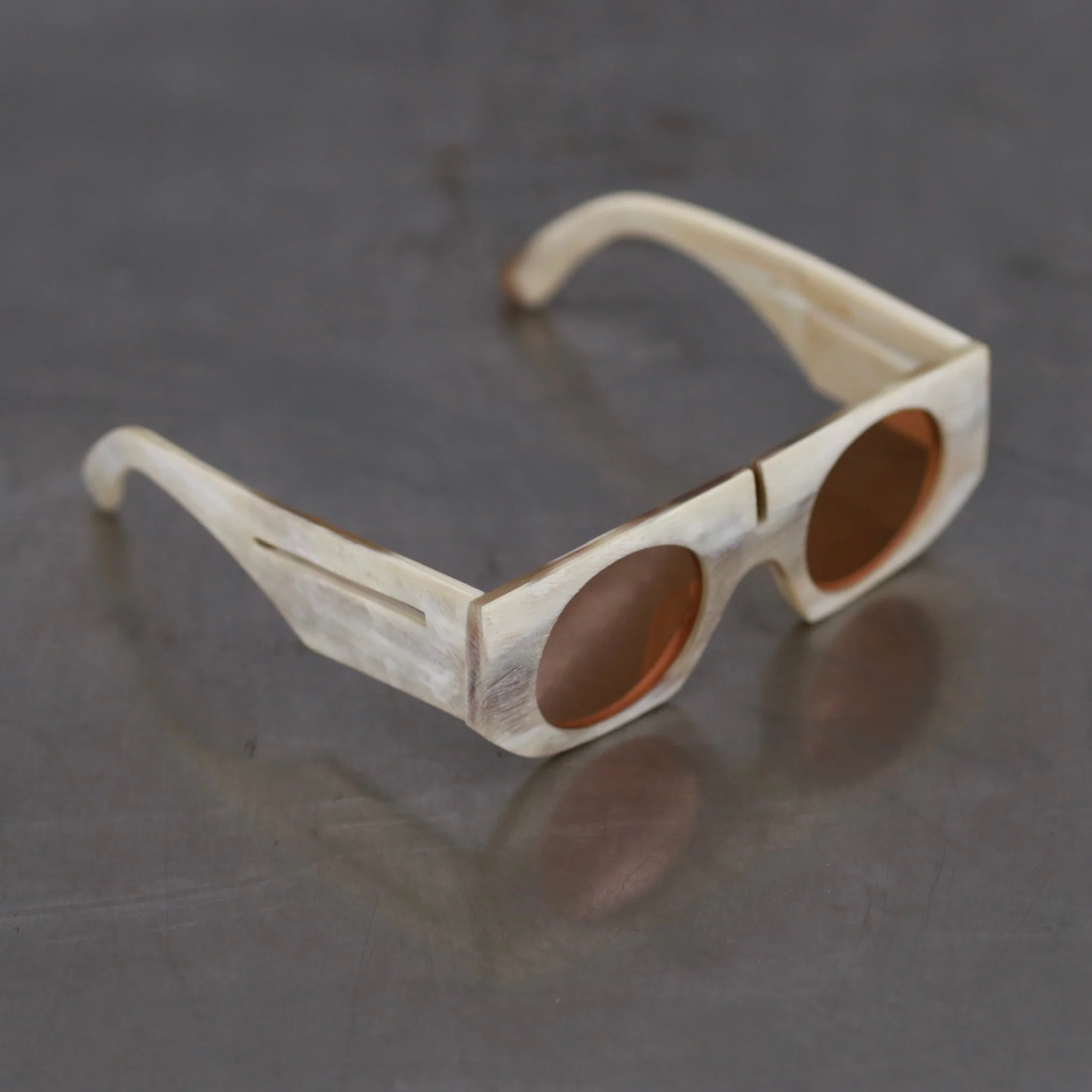Rigards X INAISCE joint buffalo horn wire cutting high degree of handmade glasses RG00INA RG-RG00INA-DLSKGYP marble color frame salmon color lens - Image 3