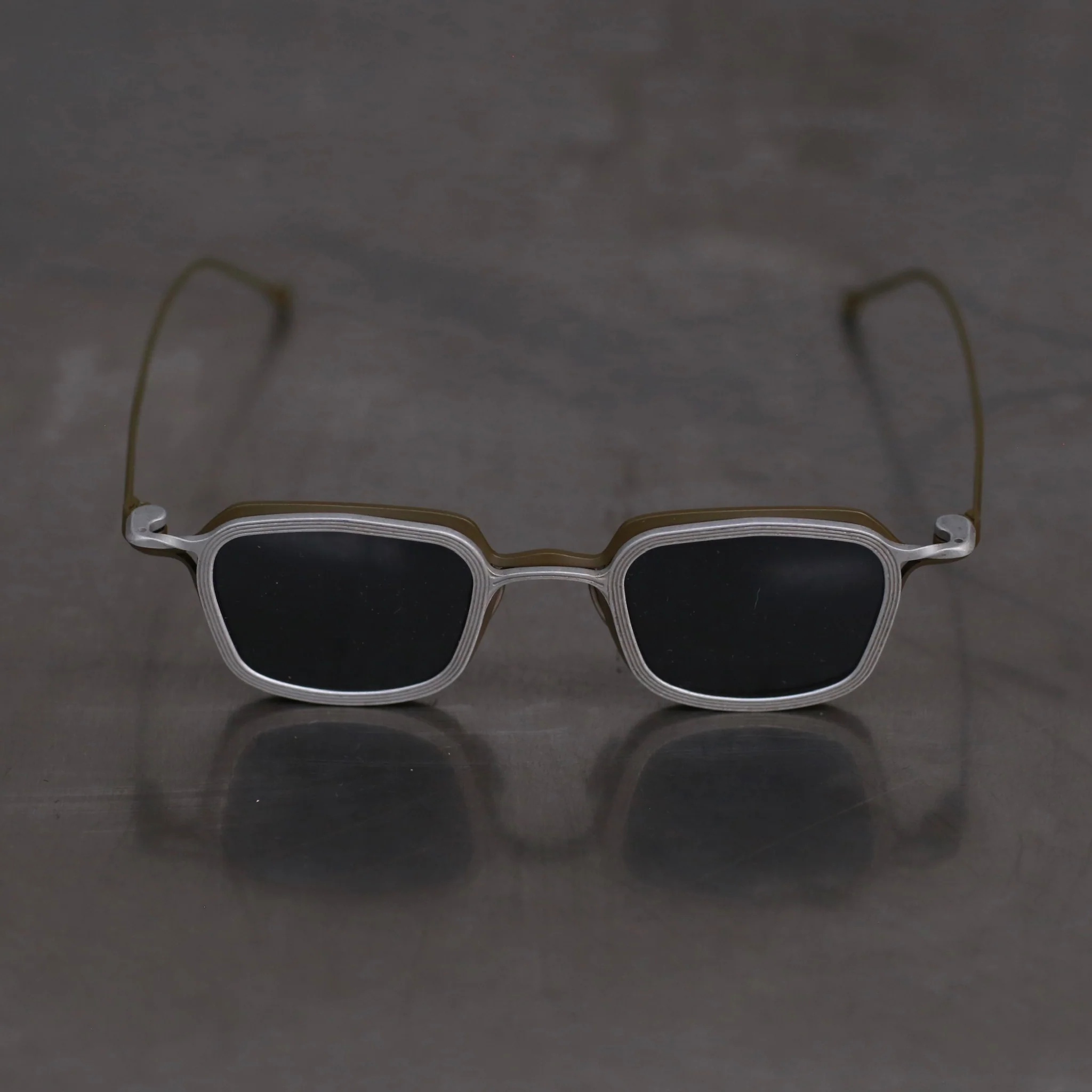 Rigards X TVA joint RG2004TVA titanium aluminum magnesium alloy double-layer sunglasses series RG-RG2004TVA-FGGLYTMSH retro olive + silver frame transparent dark gray lens - Image 3