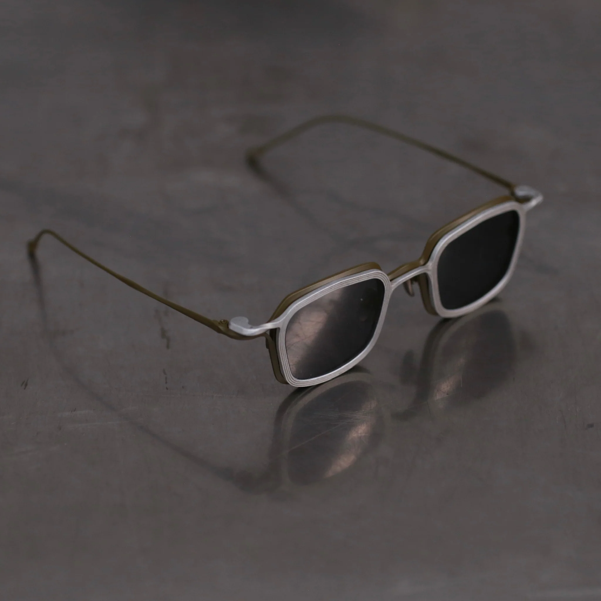Rigards X TVA joint RG2004TVA titanium aluminum magnesium alloy double-layer sunglasses series RG-RG2004TVA-FGGLYTMSH retro olive + silver frame transparent dark gray lens - Image 4
