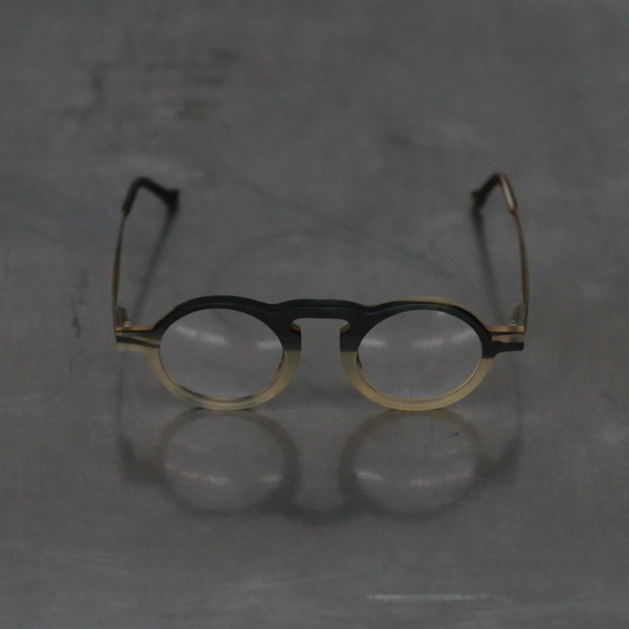 Rigards x UMA WANG collaboration: natural horn wire-cut handmade glasses RG00UW8 series RG-RG00UW8-MCTM camouflage frame with transparent lens - Image 2