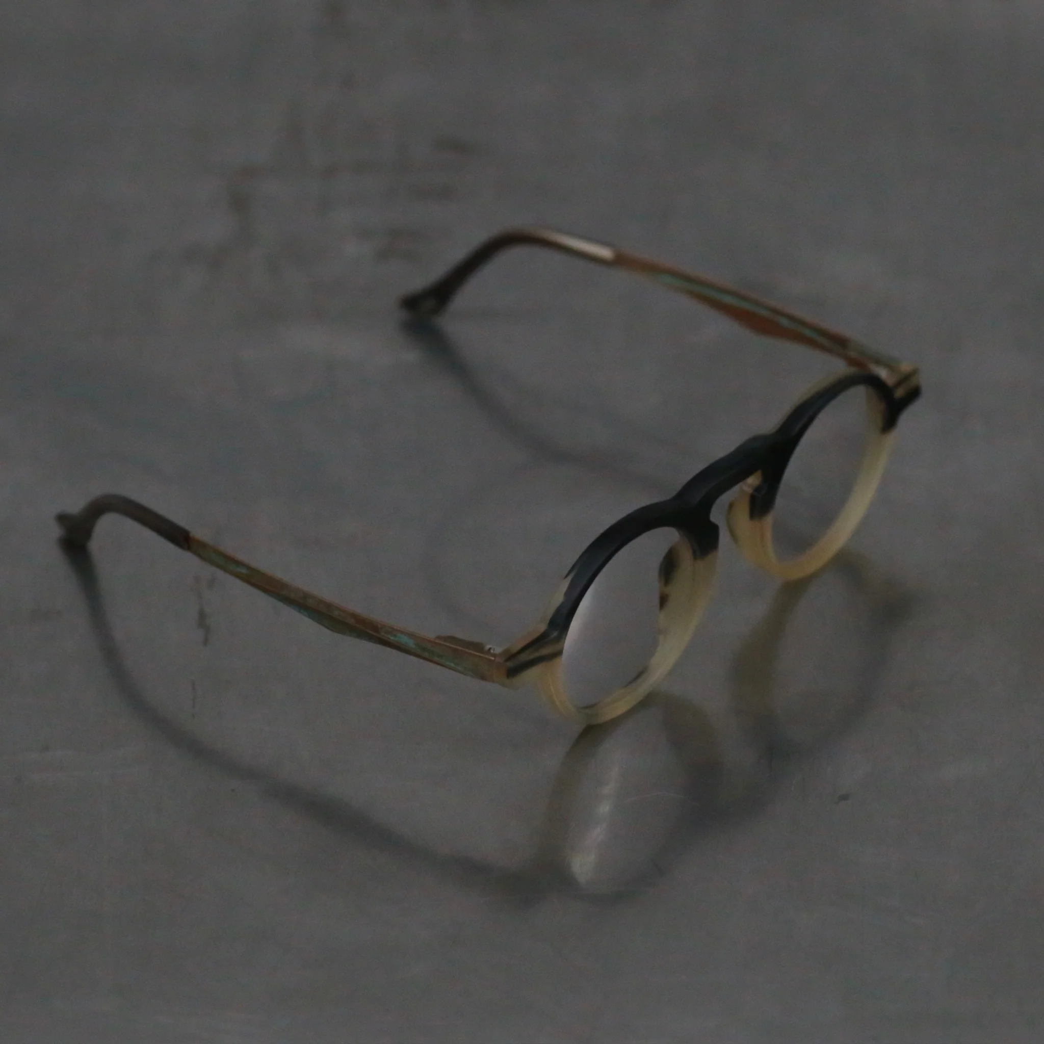 Rigards x UMA WANG collaboration: natural horn wire-cut handmade glasses RG00UW8 series RG-RG00UW8-MCTM camouflage frame with transparent lens - Image 3
