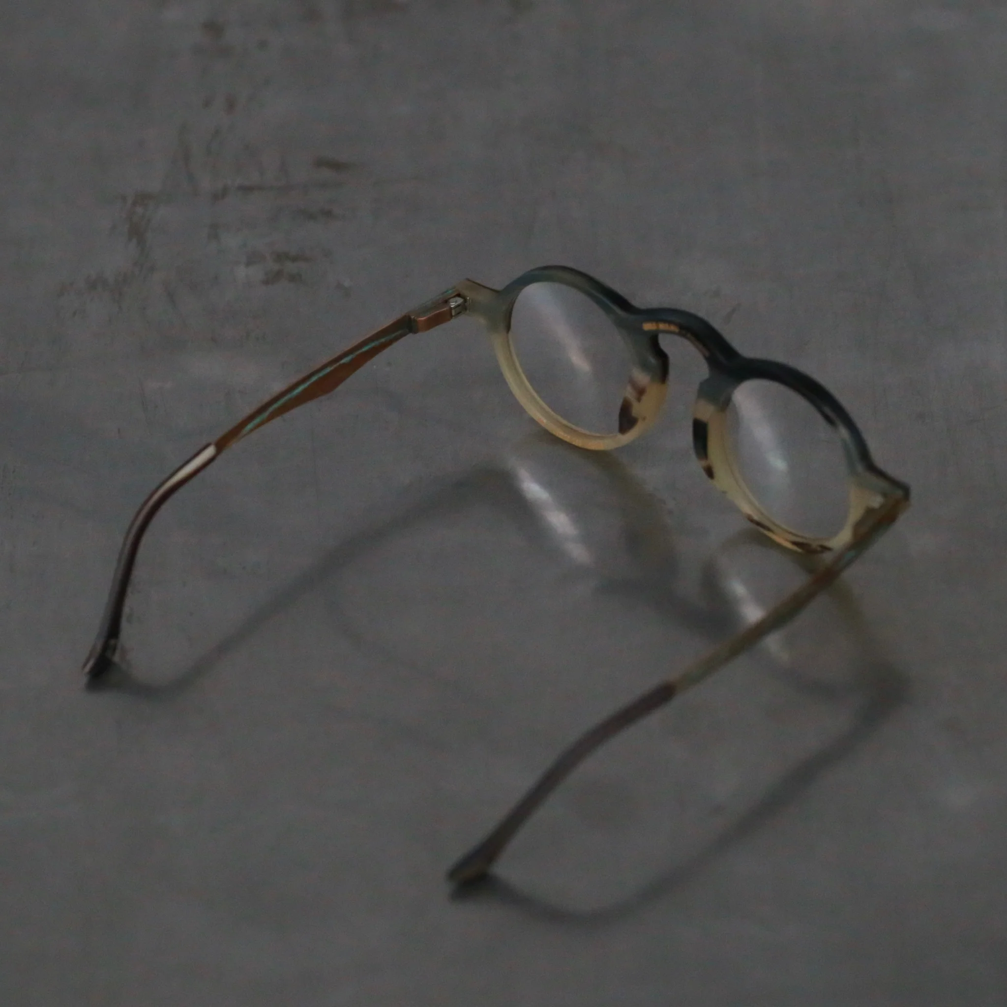 Rigards x UMA WANG collaboration: natural horn wire-cut handmade glasses RG00UW8 series RG-RG00UW8-MCTM camouflage frame with transparent lens - Image 4