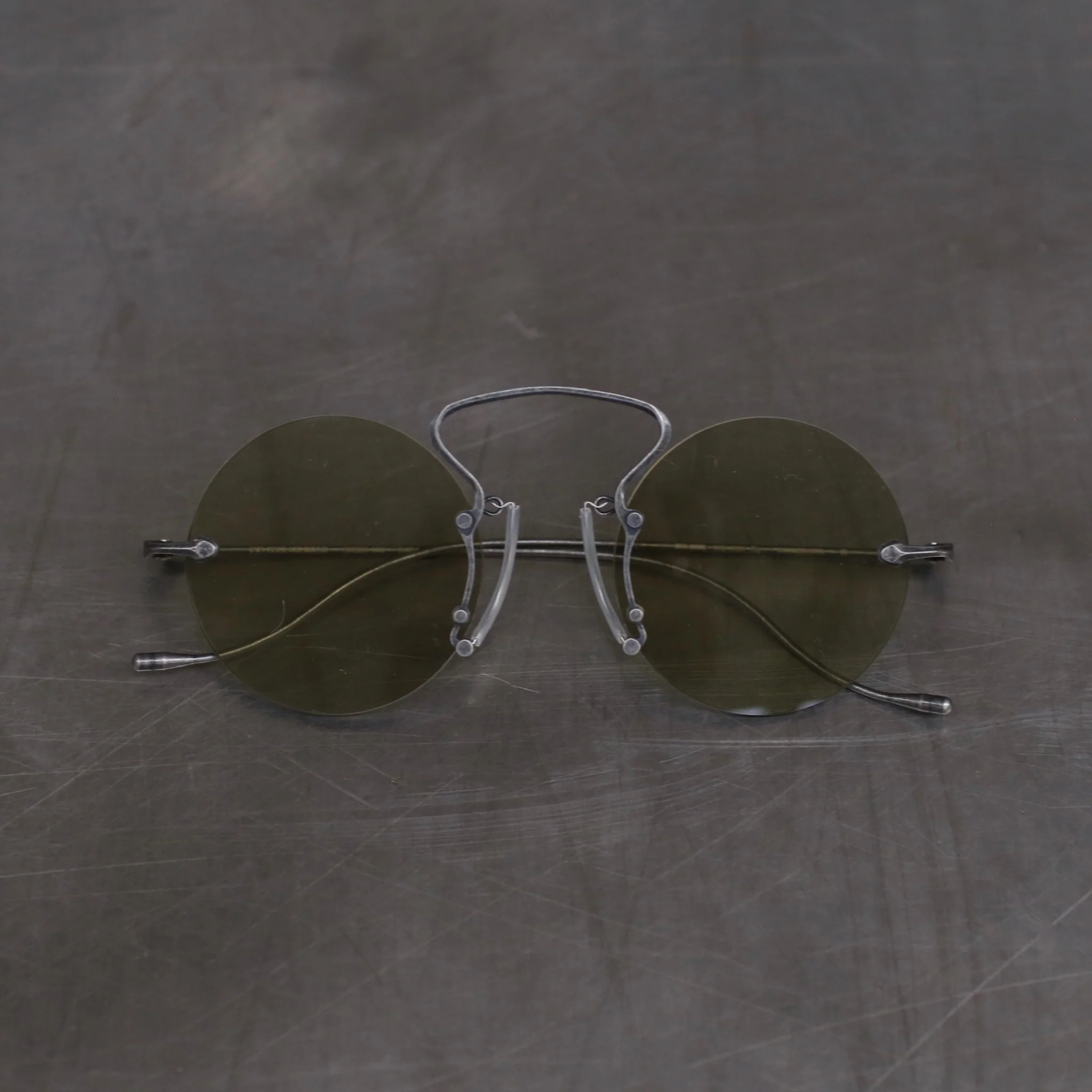 RIGARDS X UMA WANG Joint Stainless Steel Rimless Glasses RG00UW9(A) Series Collection RG-RG00UW9(A)-FGHQL Retro Black Frame Light Green Lenses
