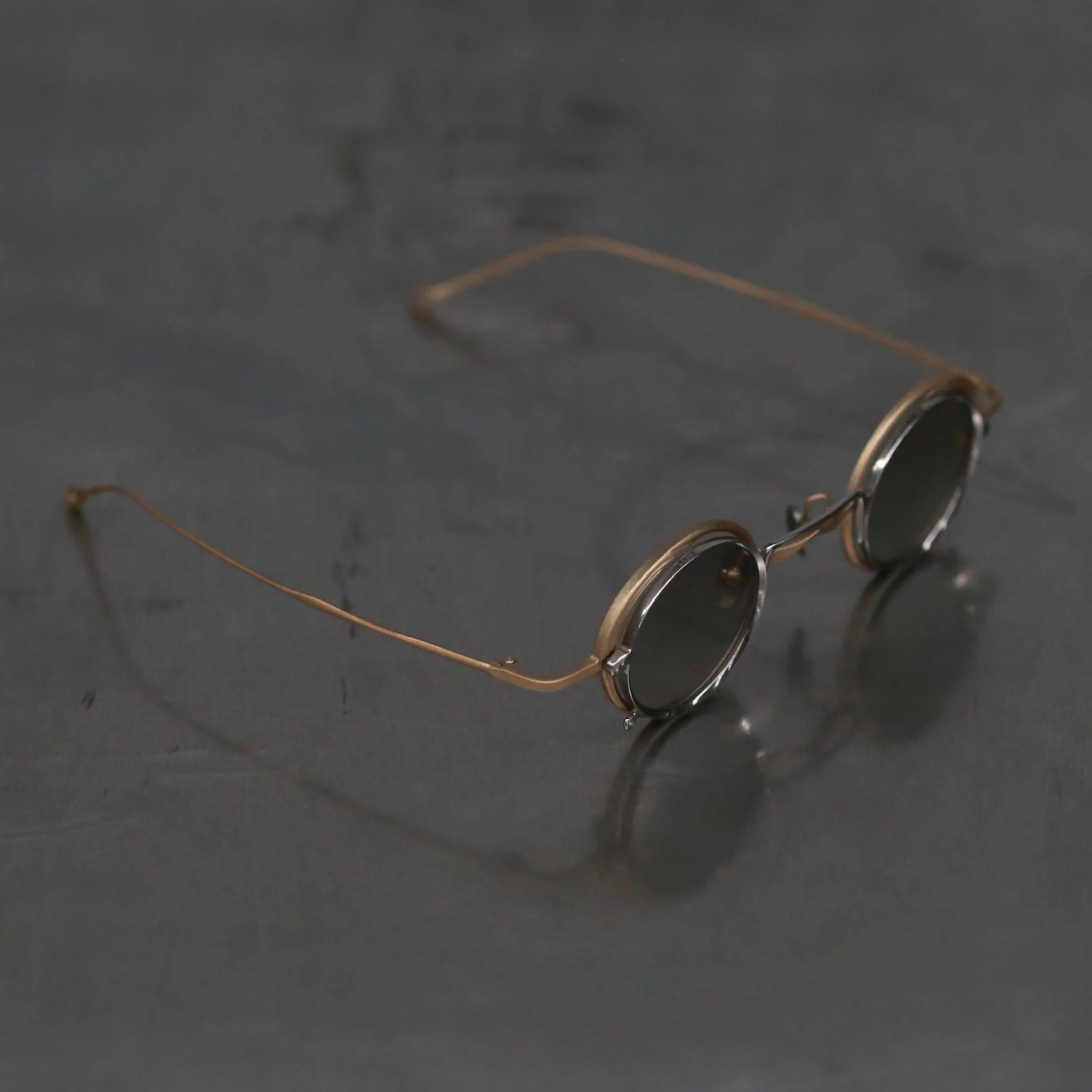 Rigards x ZIGGY CHEN RG1008ZC titanium double-layer sunglasses RG-RG1008ZC-FGJPGTMQH antique gold frame + polished frame, transparent lens + light gray lens - Image 4