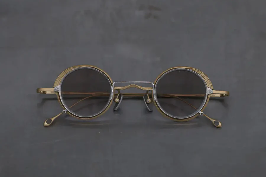 Rigards X ZIGGY CHEN Joint Series RG1008ZC Titanium Double-layer Sunglasses RG-RG-RG1008ZC-GDJ Antique Gold + Silver Frame Transparent + Light Gray Lenses - Image 2