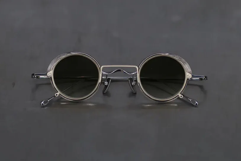 Rigards X ZIGGY CHEN Joint Series RG1008ZC Titanium Double-layer Sunglasses RG-RG1008ZC-GYDJTML Retro Silver/Light Gold Frame Transparent + Green Lenses - Image 2