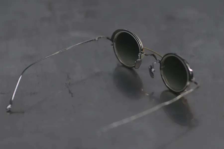 Rigards X ZIGGY CHEN Joint Series RG1008ZC Titanium Double-layer Sunglasses RG-RG1008ZC-GYDJTML Retro Silver/Light Gold Frame Transparent + Green Lenses - Image 5