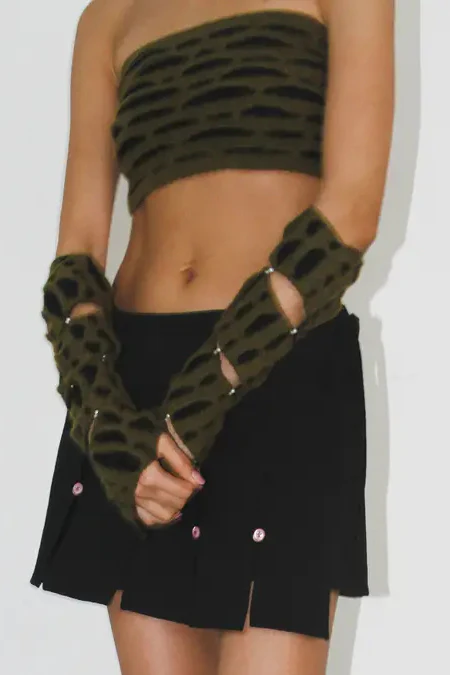 RUI Animal Print Bandeau RAW23KN02 Khaki Green & Black + Taupe - Image 9