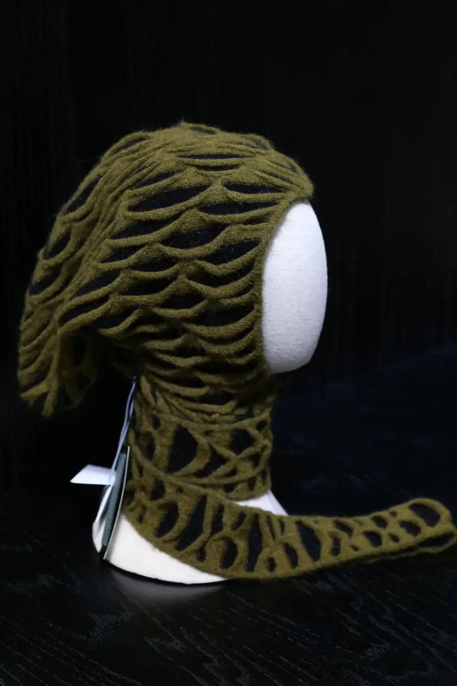 RUI Animal Print Hooded Scarf RUI-RAW23AC04-KQLH Khaki Green & Black - Image 2