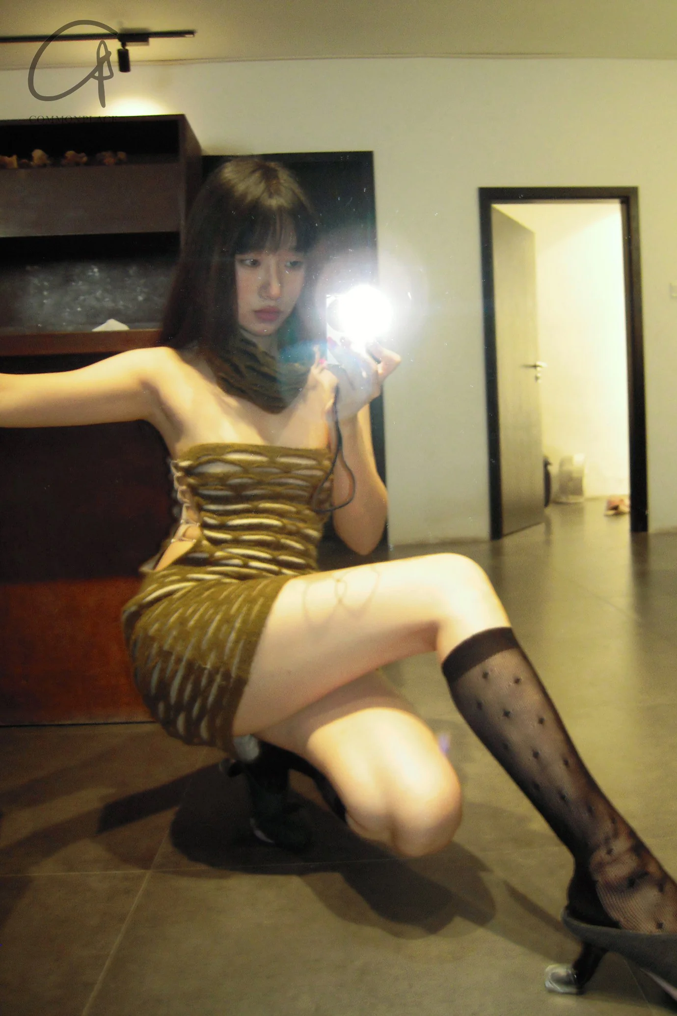 Rui Zhou Animal Print Tube Top Dress RUI-RAW23KN03-KQLMB Khaki Green & Off-White + Oatmeal - Image 15