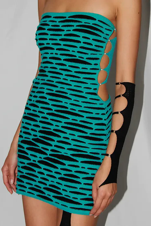 RUI animal print tube top dress RSS24KN04 blue & black - Image 5