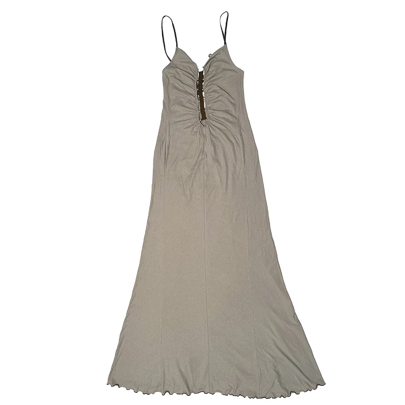 RUI built 25 autumn and winter cotton and linen lace long dress RUI-RAW25WV04-Ficelle camel brown - Image 7