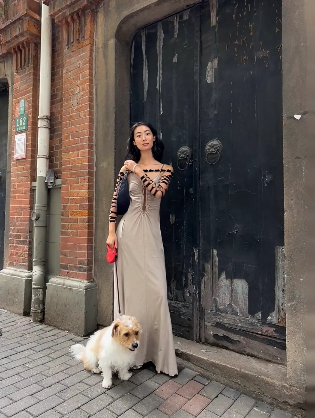RUI built 25 autumn and winter cotton and linen lace long dress RUI-RAW25WV04-Ficelle camel brown - Image 9