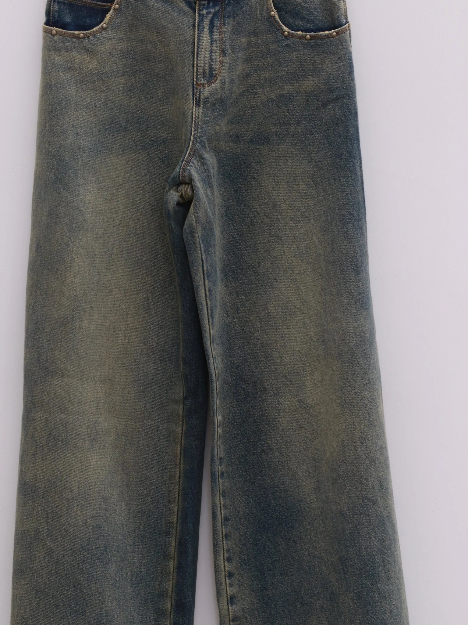 RUI built 25 autumn and winter G waist rivet wide-leg jeans RUI-RAW25WV20-Grey Blue - Image 3