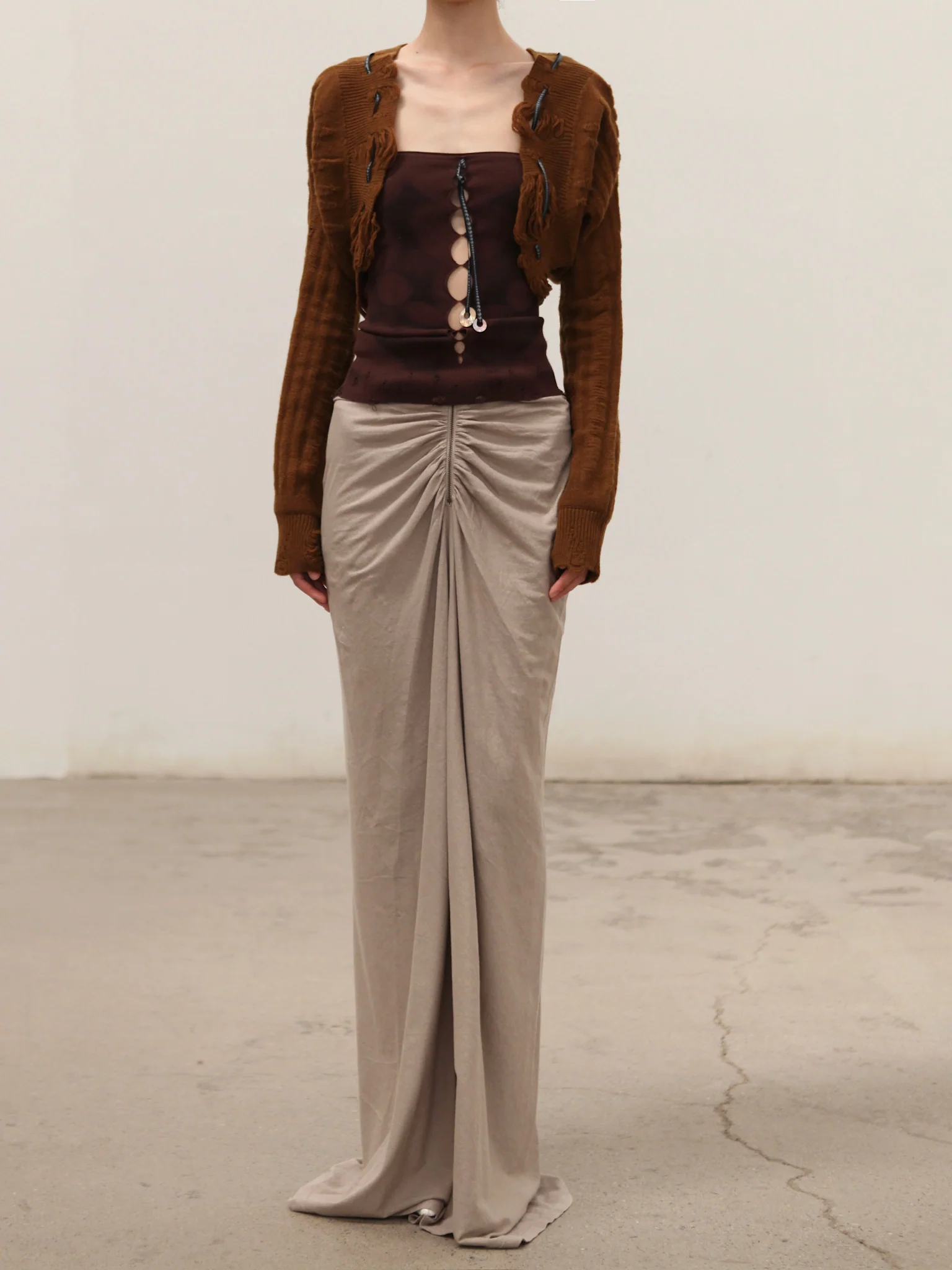 RUI built 25 autumn and winter lace-up tube top RUI-RAW25KN01-Chocolate - Image 11