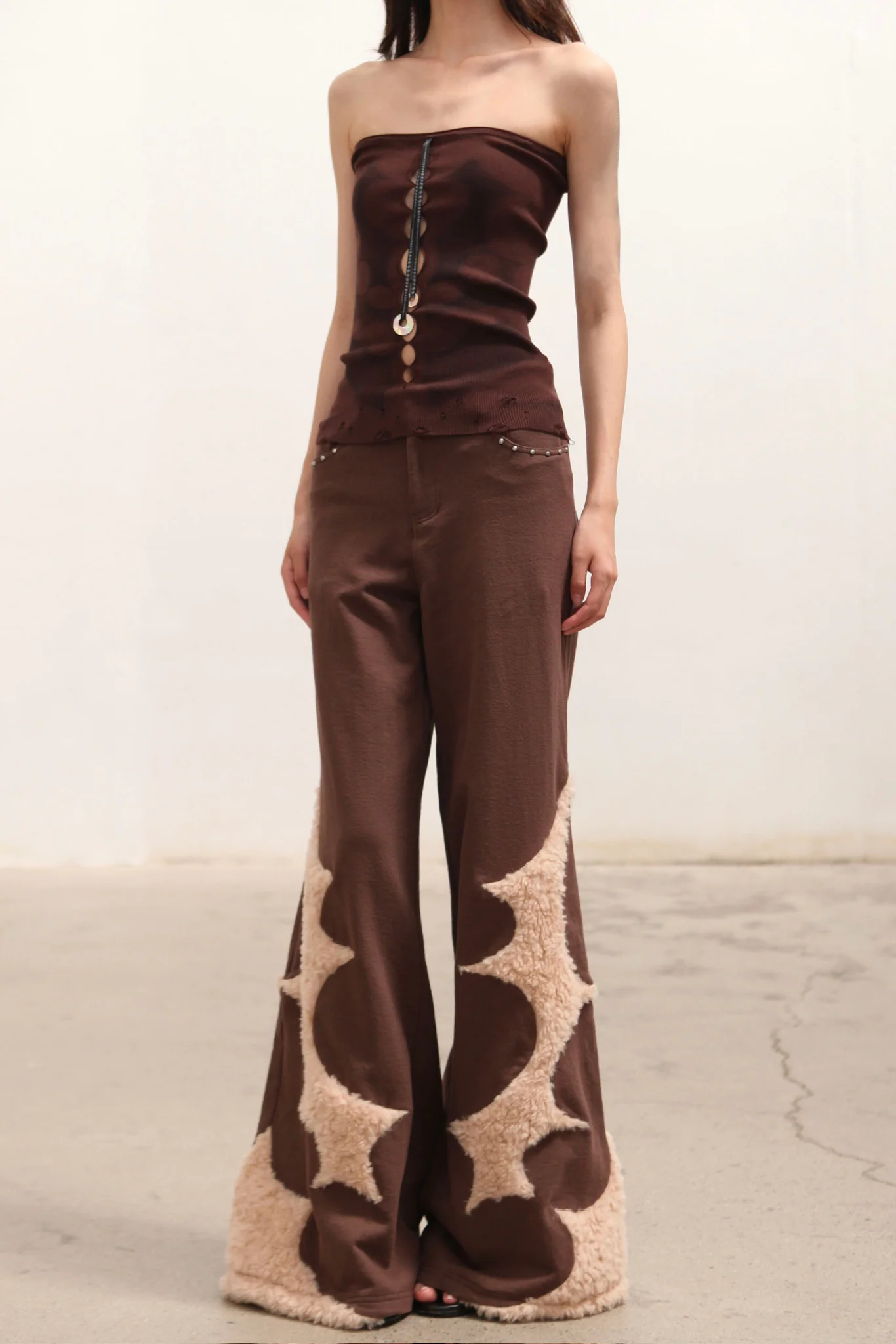 RUI built 25 autumn and winter lace-up tube top RUI-RAW25KN01-Chocolate - Image 2