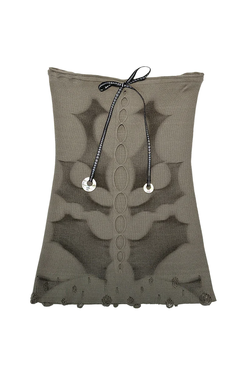 RUI built 25 autumn and winter lace-up tube top RUI-RAW25KN01-Taupe gray brown - Image 11