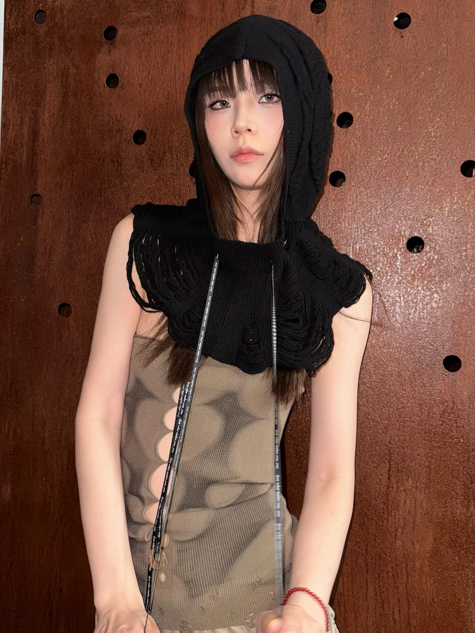 RUI built 25 autumn and winter lace-up tube top RUI-RAW25KN01-Taupe gray brown - Image 14