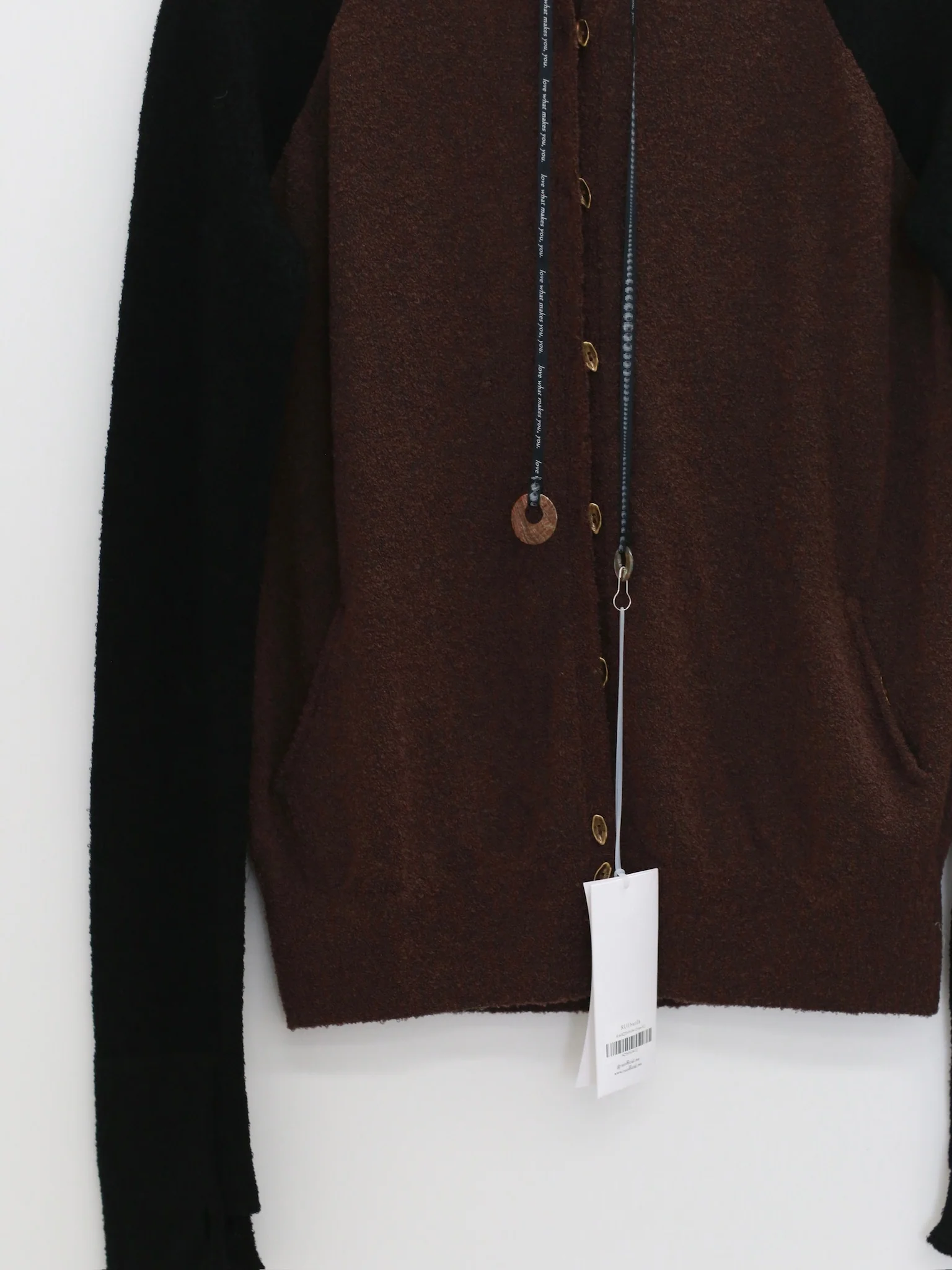 RUI built 25 autumn and winter lace-up wool intarsia hoodie RUI-RAW25KN04-HQKL black/chocolate - Image 3