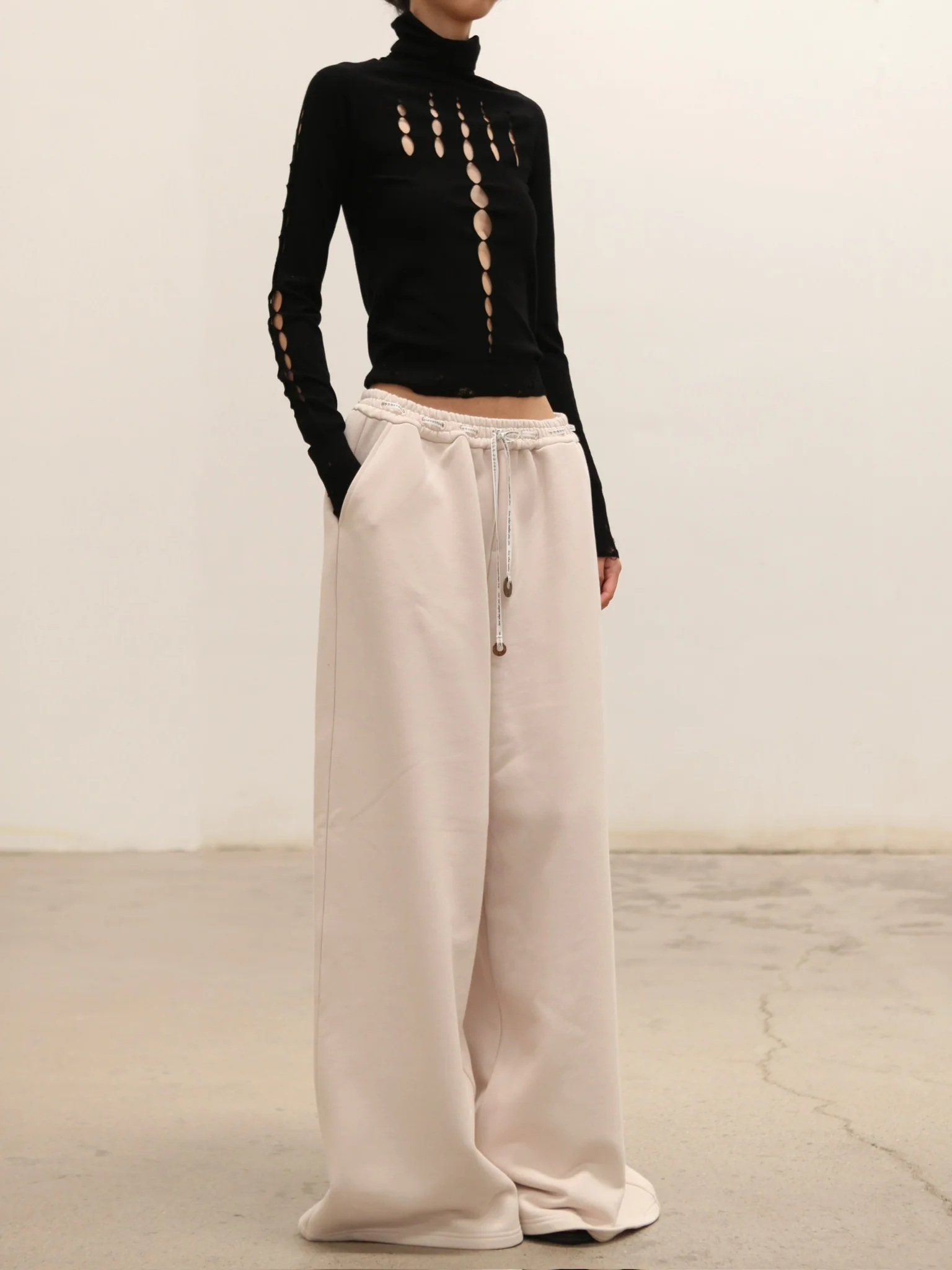 RUI built 25 autumn and winter loose drawstring sweatpants RUI-RAW25WV15-SeaShell Pink Shell - Image 7