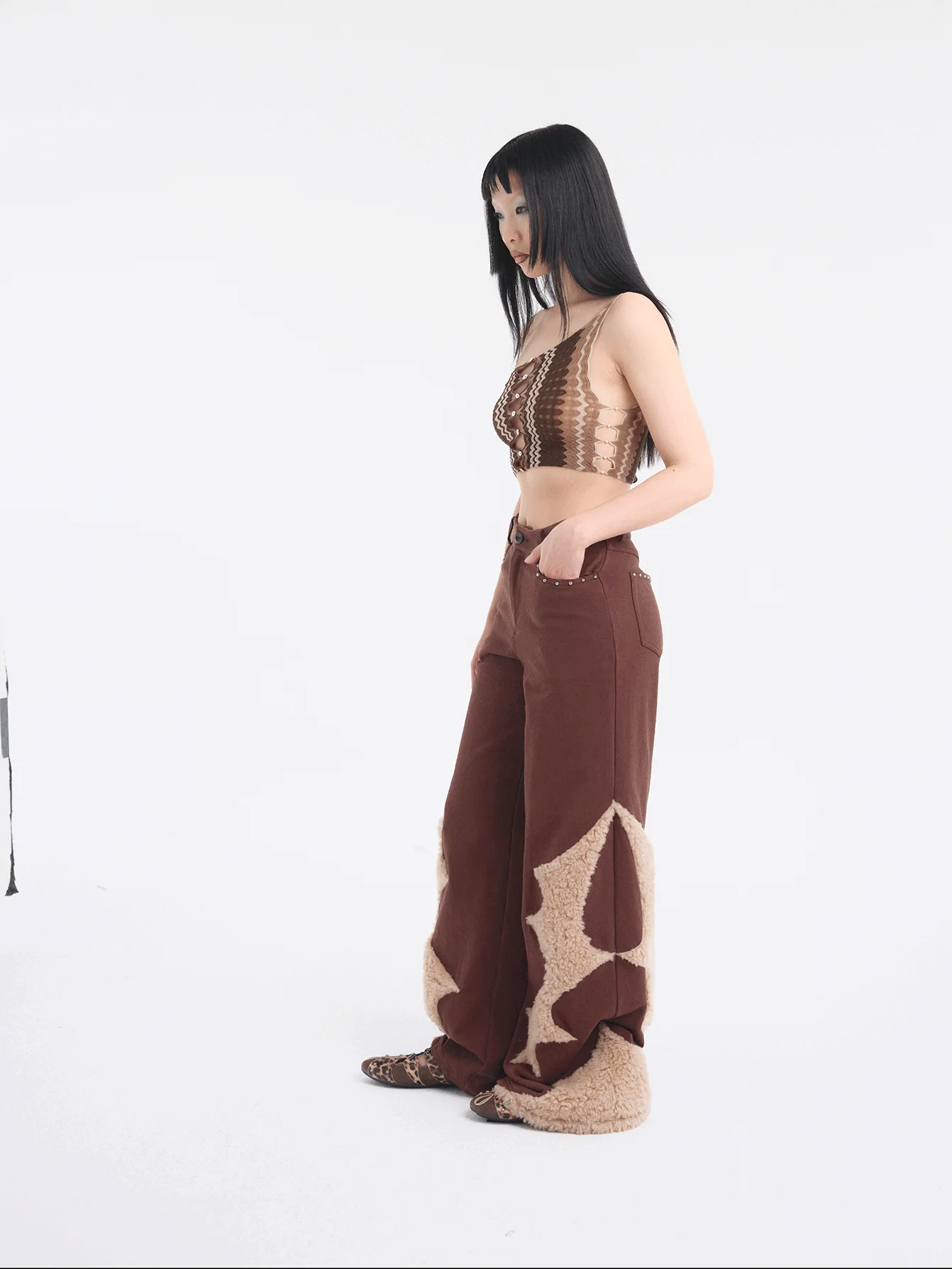 RUI built 25 autumn and winter patchwork casual pants RUI-RAW25WV13-Chocolate - Image 13