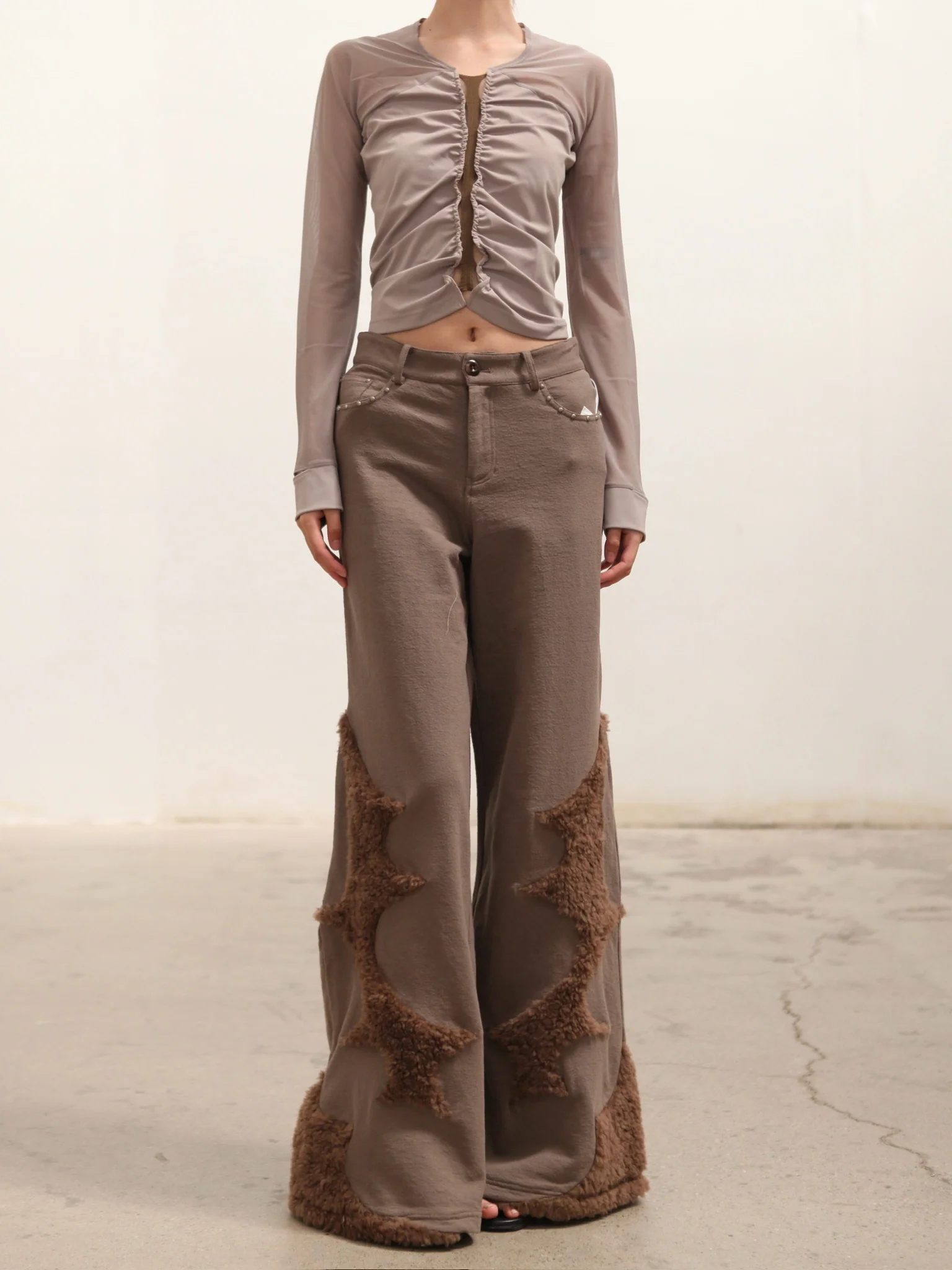 RUI built 25 autumn and winter patchwork casual pants RUI-RAW25WV13-Taupe gray brown - Image 7