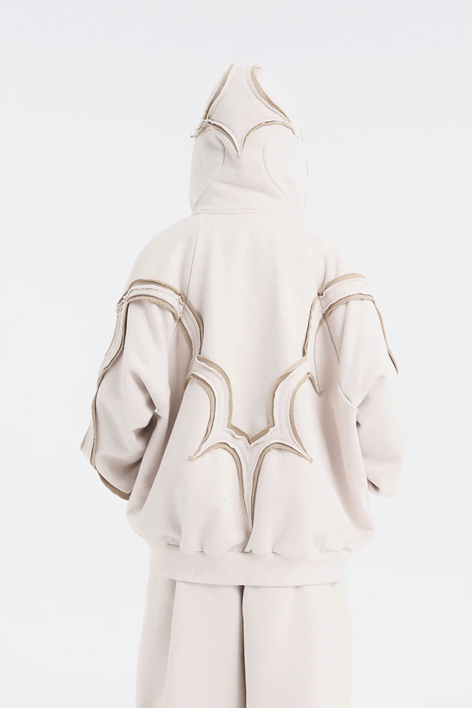 RUI built 25 autumn and winter patchwork loose drawstring zipper sweatshirt RUI-RAW25WV14-SeaShell - Image 2