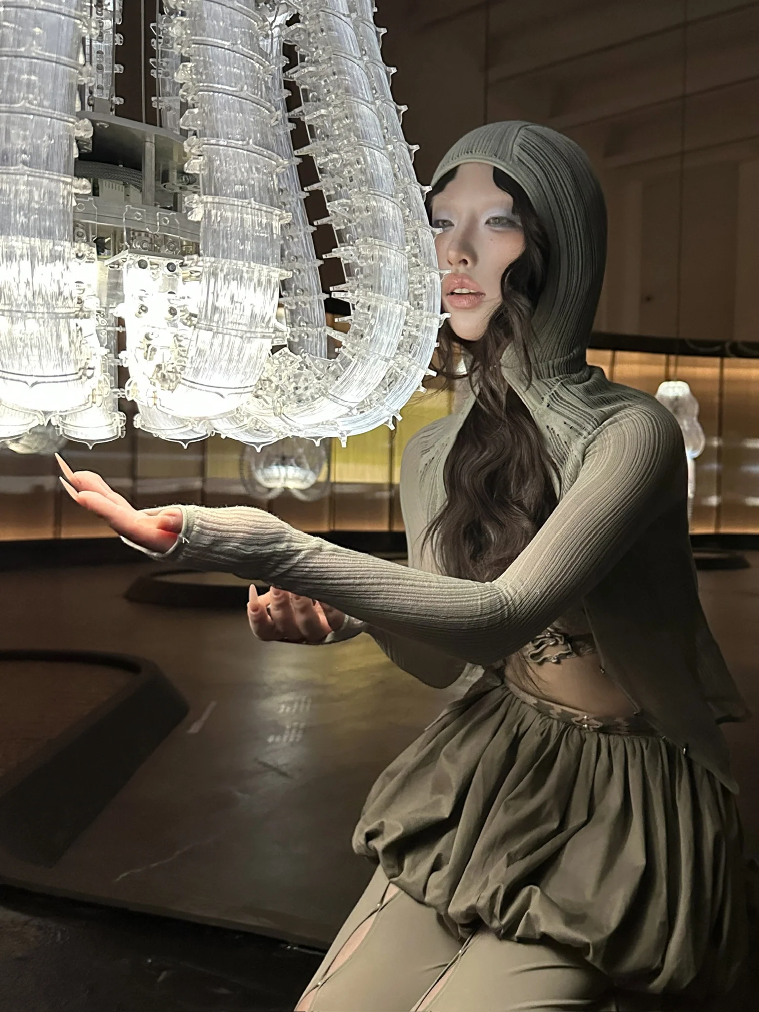 RUI built 25 spring and summer semi-transparent knitted hoodie RUI-RSS25KN04-DFCS Light Jade - Image 12