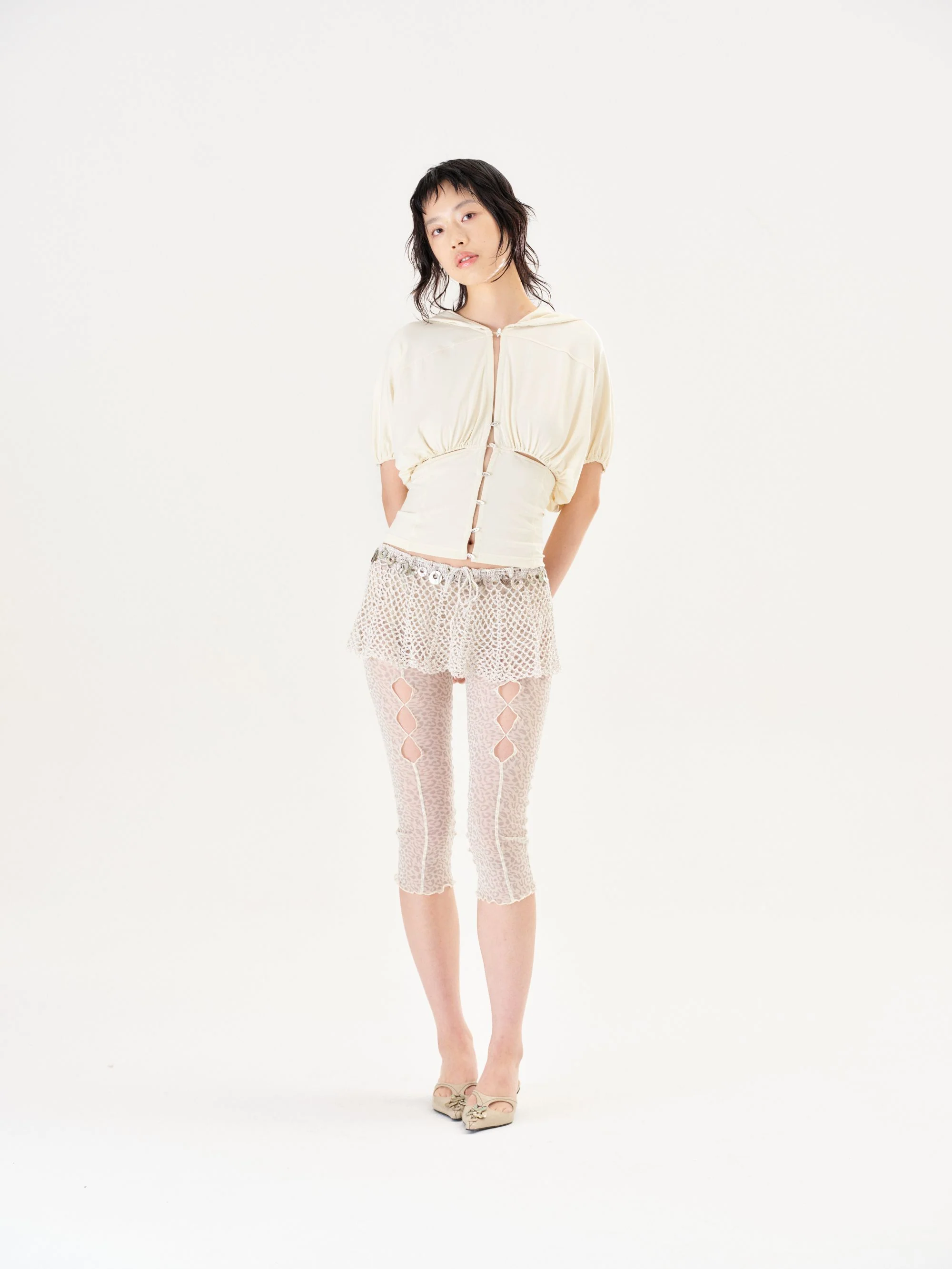 RUI built 26 Early Spring Hand-crocheted Shell-decorated Mini Skirt RUI-S26CR02-Vapor White - Image 15