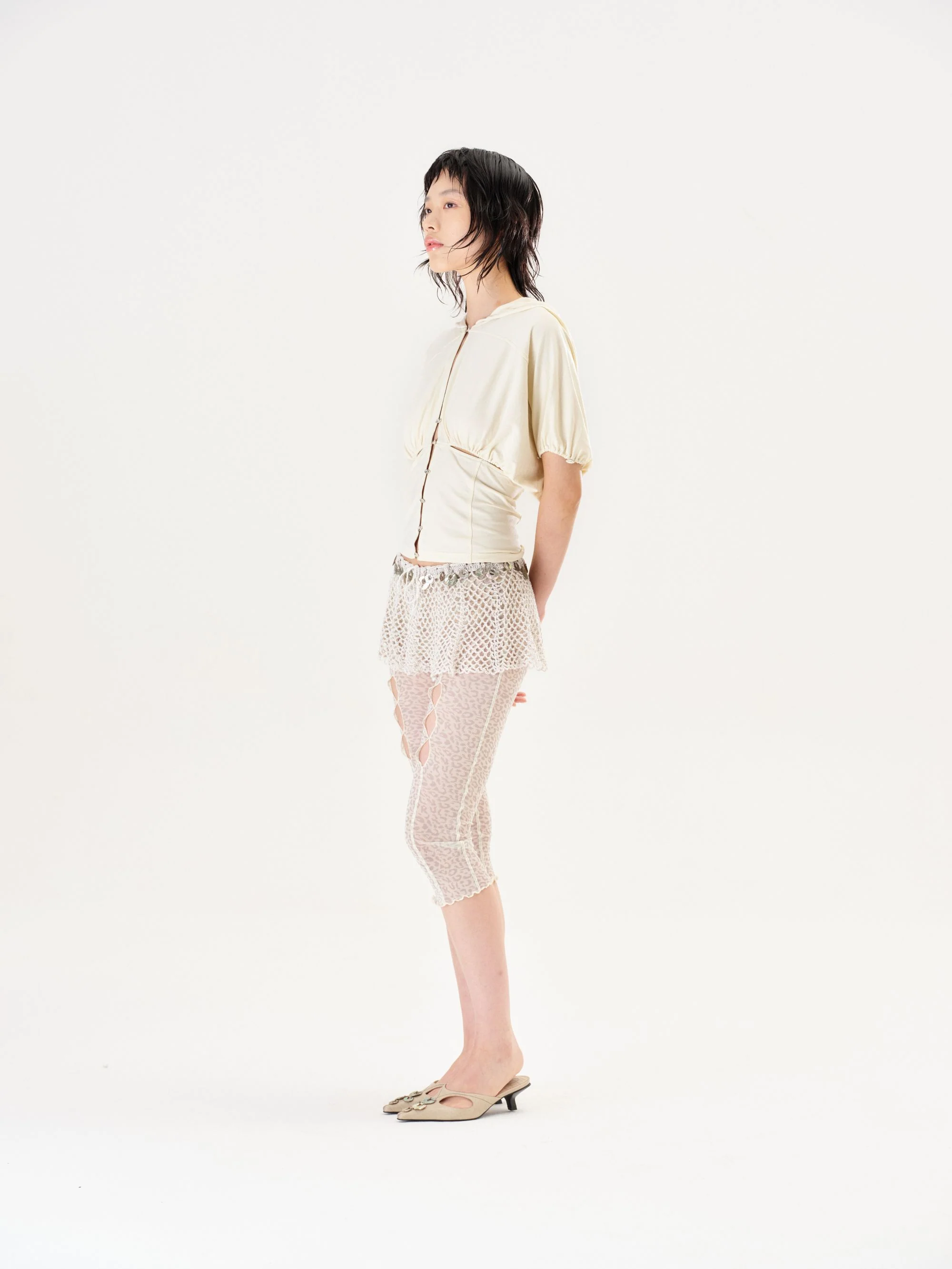 RUI built 26 Early Spring Hand-crocheted Shell-decorated Mini Skirt RUI-S26CR02-Vapor White - Image 18