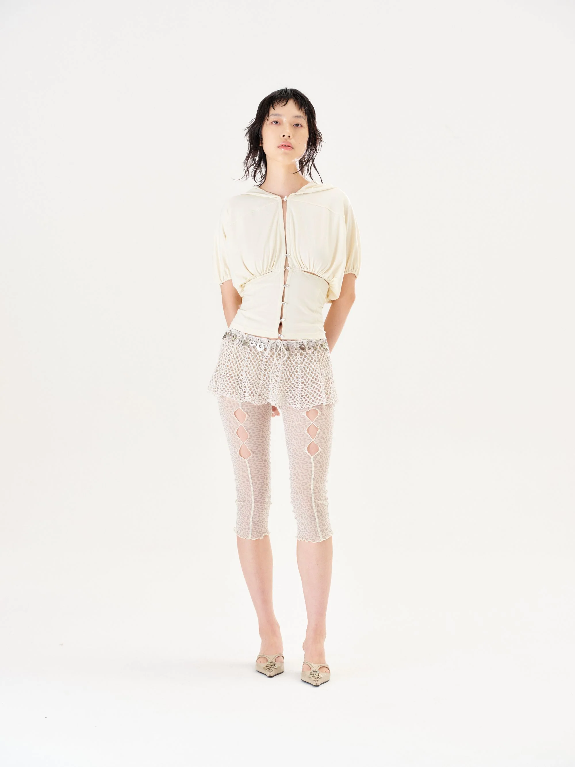 RUI built 26 Early Spring Hand-crocheted Shell-decorated Mini Skirt RUI-S26CR02-Vapor White - Image 19
