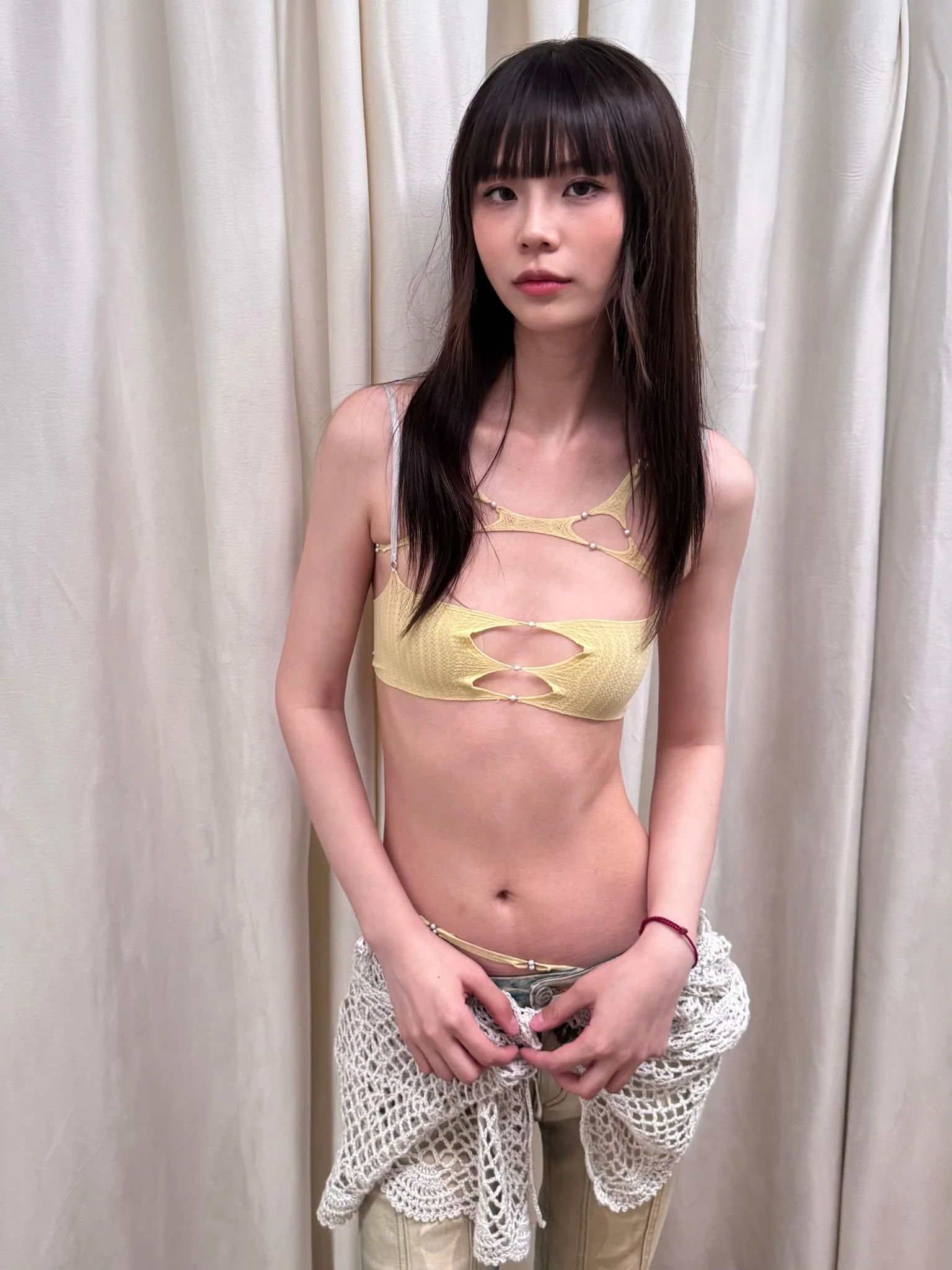 RUI built 26 Early Spring Semi-Sheer Thin Strap Camisole RUI-S26SF01BU2-Butter - Image 8