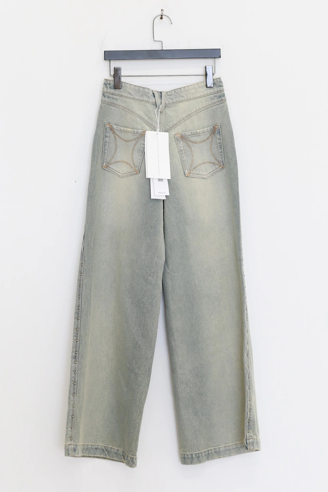 RUI Built 26 Early Spring Wide-Leg Jeans with Thin Straps and Rivets RUI-S26WV26-Sun-faded Blue Retro Blue - Image 2