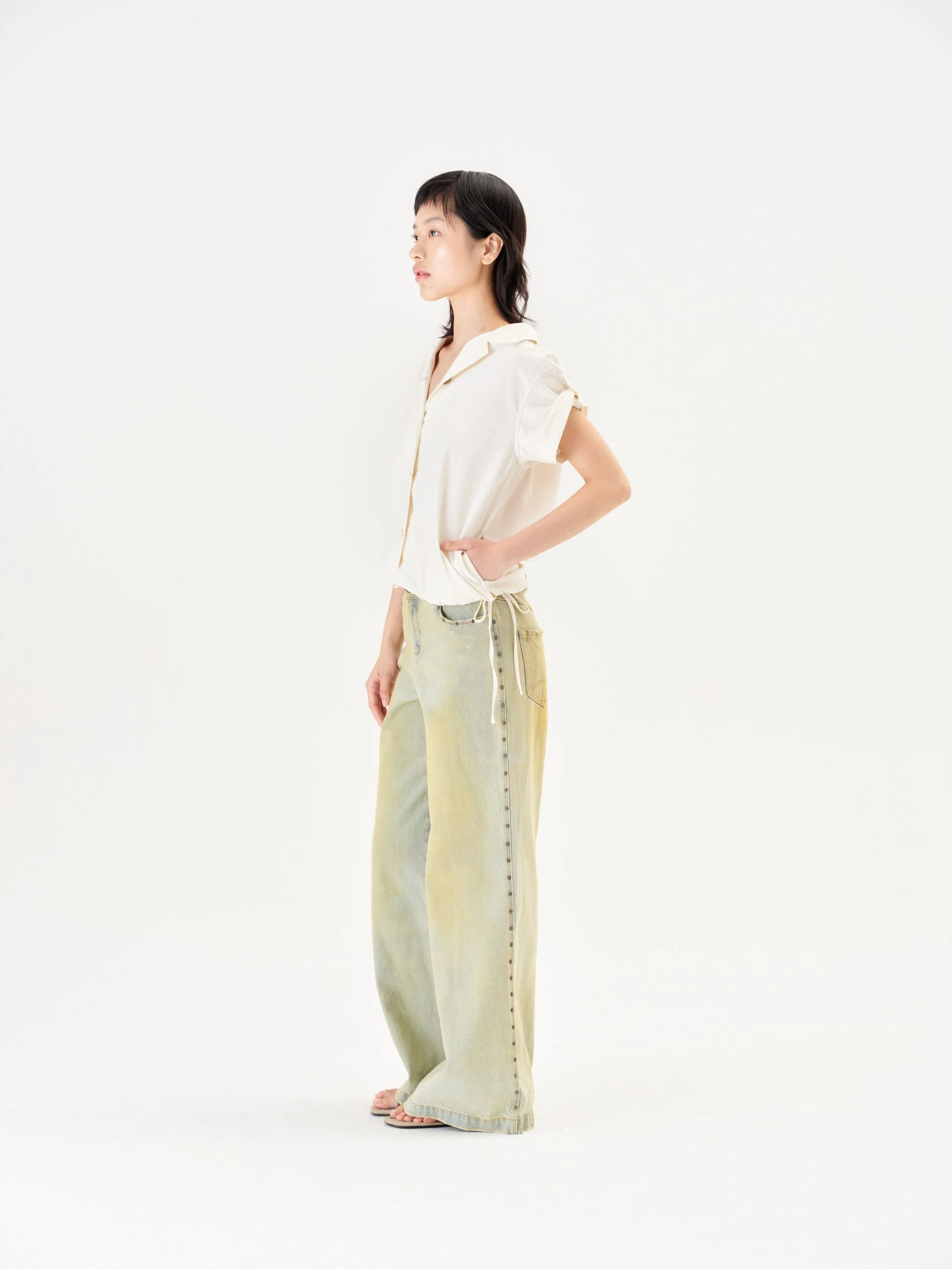 RUI Built 26 Early Spring Wide-Leg Jeans with Thin Straps and Rivets RUI-S26WV26-Sun-faded Blue Retro Blue - Image 25