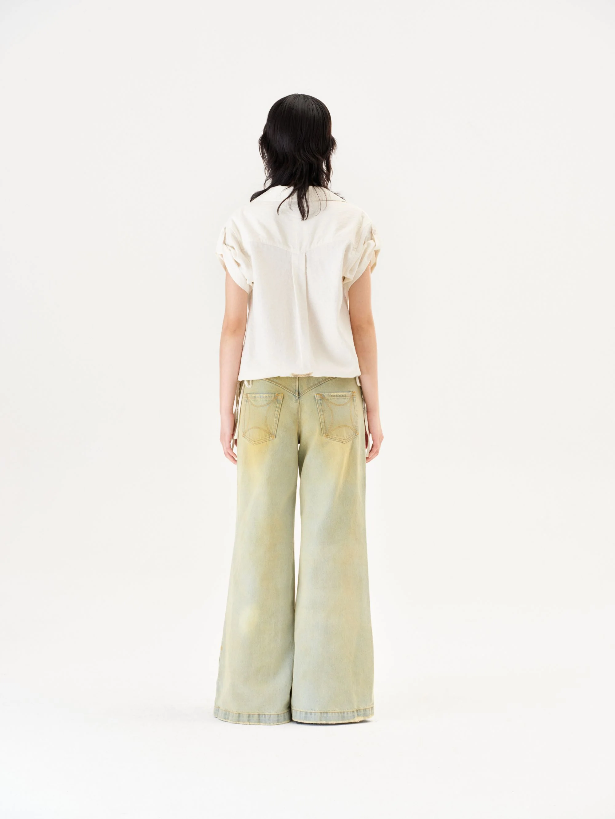 RUI Built 26 Early Spring Wide-Leg Jeans with Thin Straps and Rivets RUI-S26WV26-Sun-faded Blue Retro Blue - Image 26