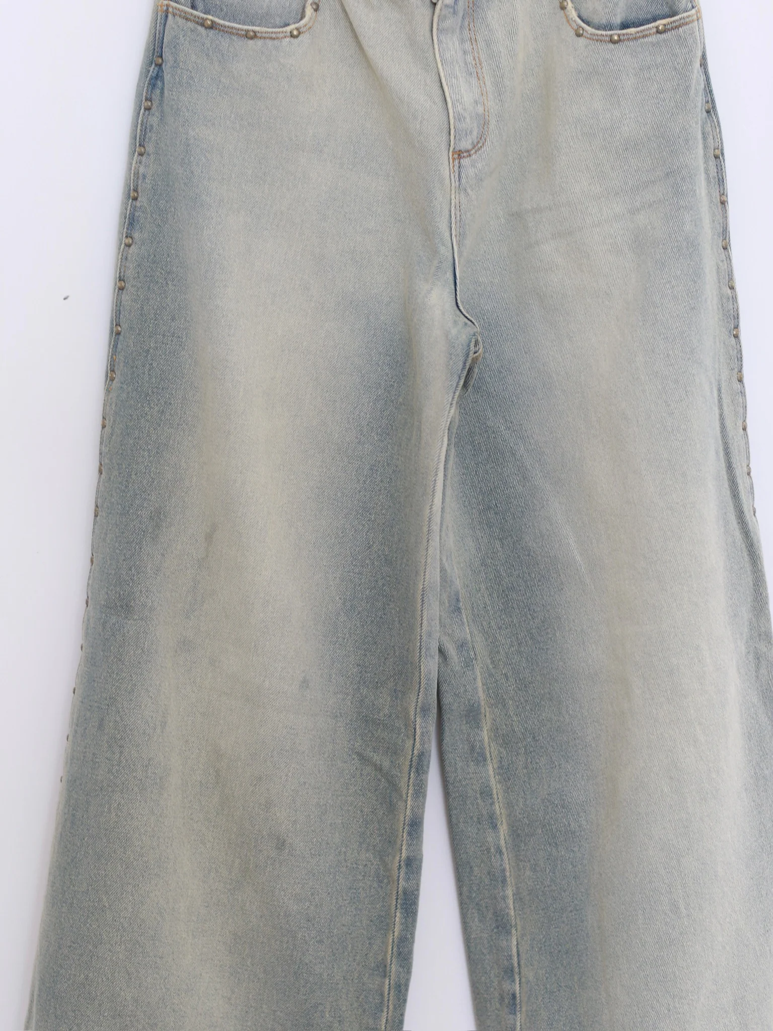 RUI Built 26 Early Spring Wide-Leg Jeans with Thin Straps and Rivets RUI-S26WV26-Sun-faded Blue Retro Blue - Image 3