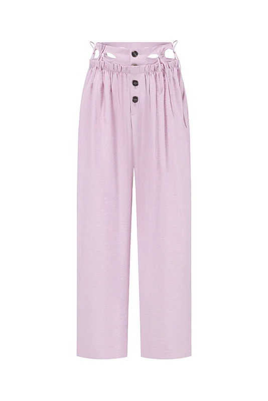 RUI built 26 Spring/Summer Linen-Feel Silk Hollow-Out Casual Pants RUI-S26WV16-Cameo Rose