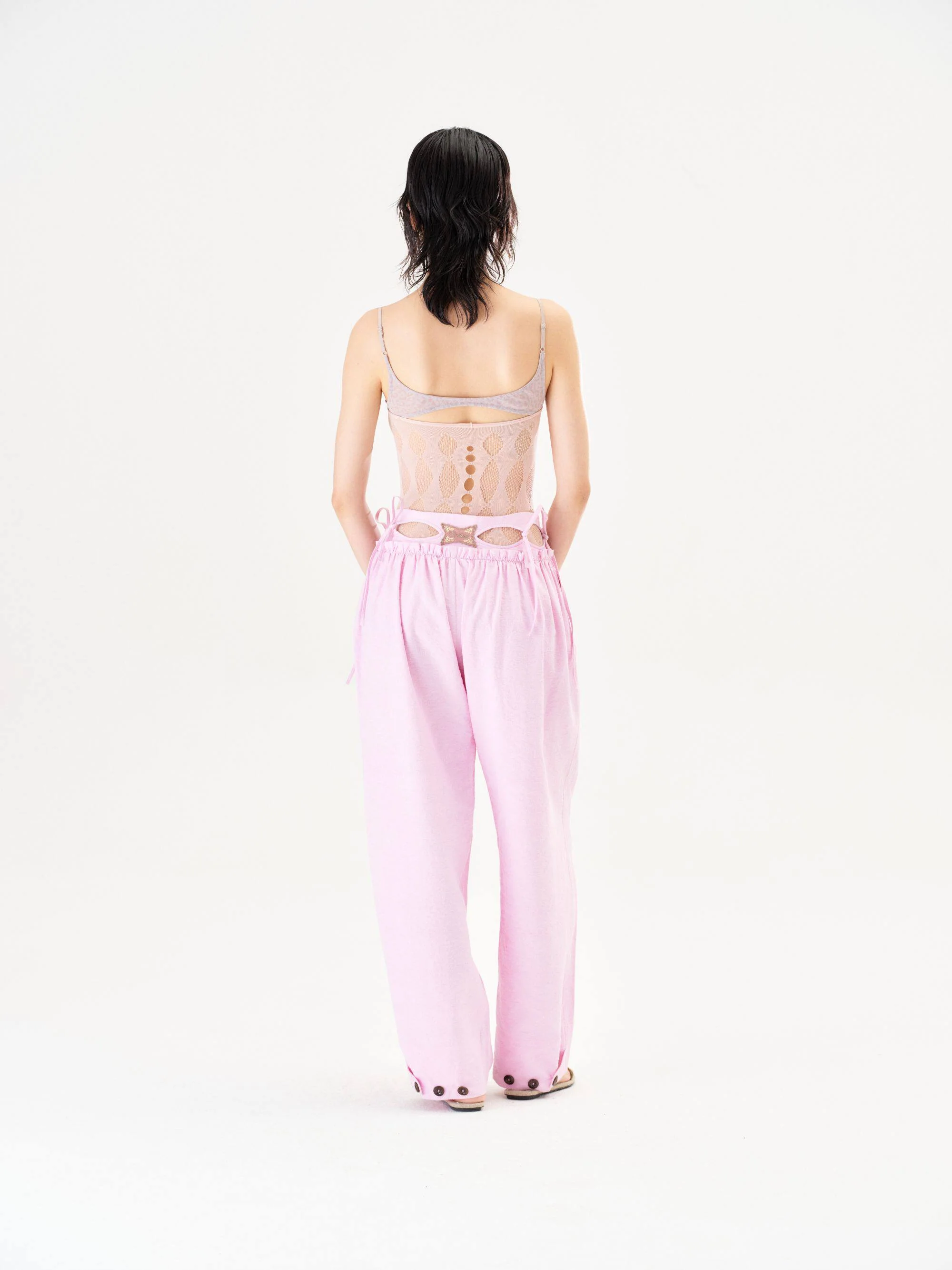 RUI built 26 Spring/Summer Linen-Feel Silk Hollow-Out Casual Pants RUI-S26WV16-Cameo Rose - Image 11