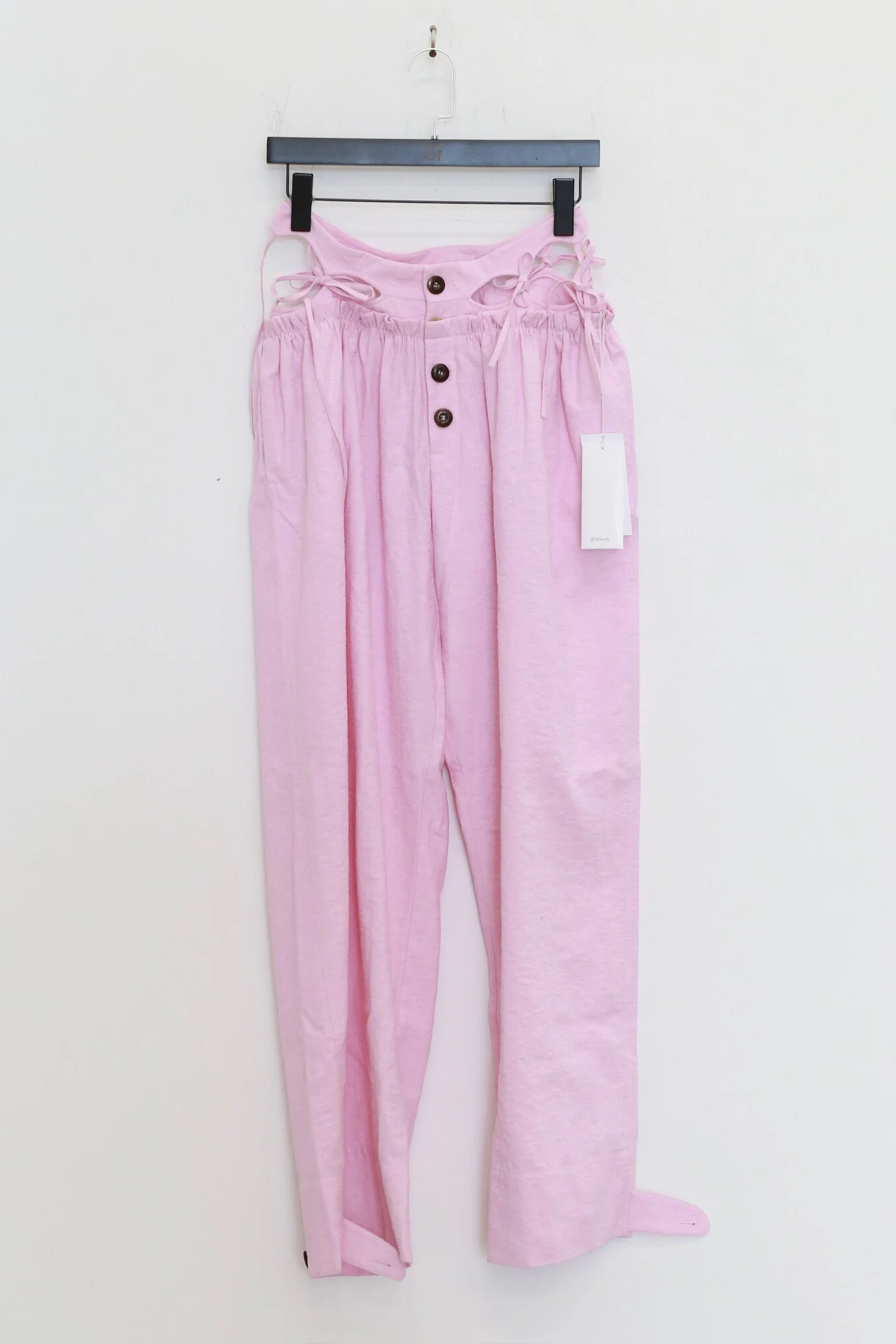 RUI built 26 Spring/Summer Linen-Feel Silk Hollow-Out Casual Pants RUI-S26WV16-Cameo Rose - Image 2