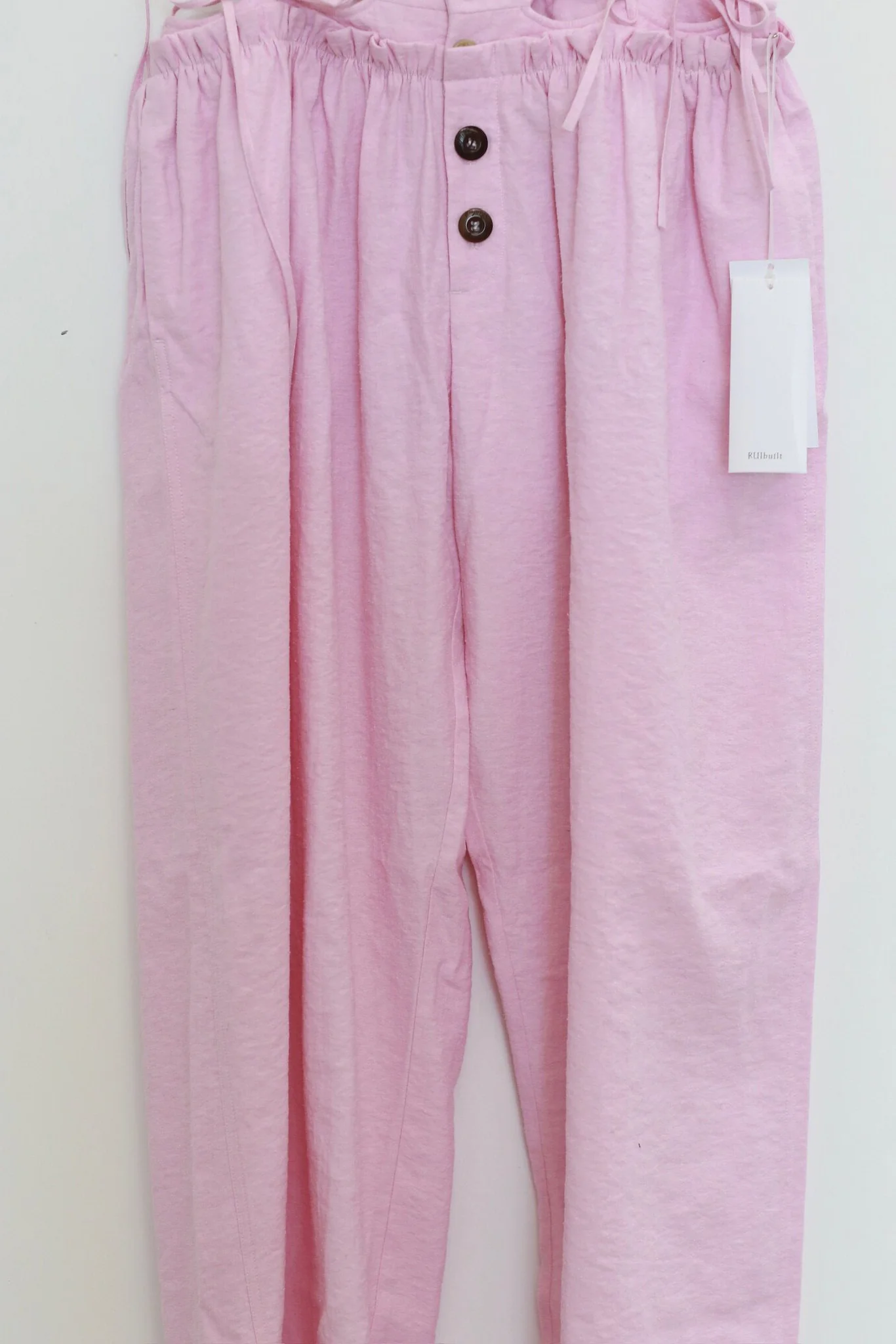 RUI built 26 Spring/Summer Linen-Feel Silk Hollow-Out Casual Pants RUI-S26WV16-Cameo Rose - Image 3